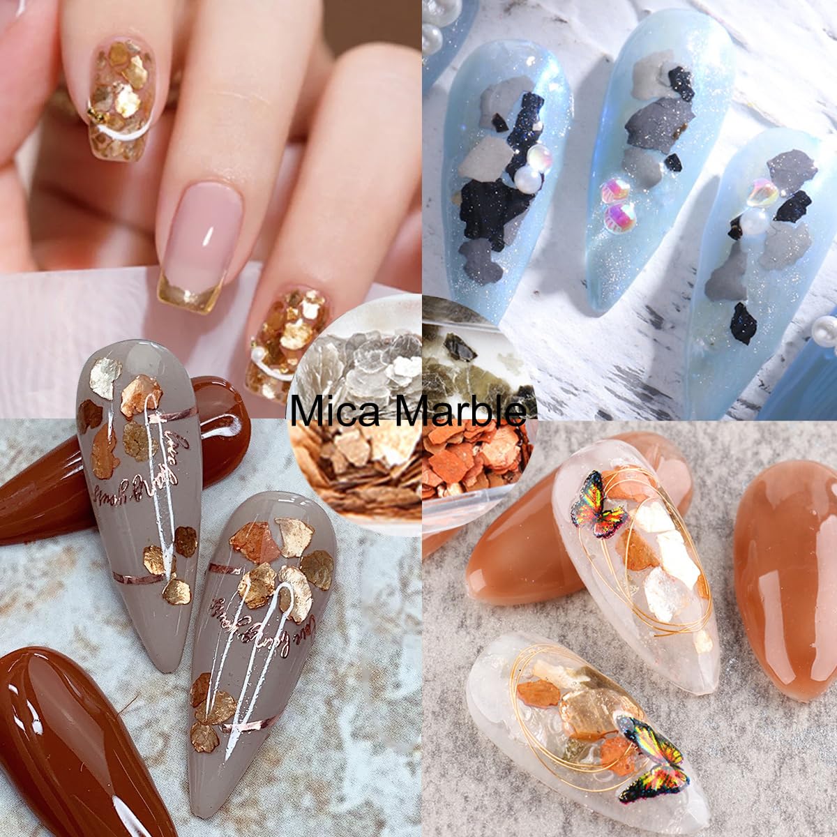 UARUOGP 3 Boxes 36 Grids Nail Art Foil Flakes Glitter Irregular Mica Seashell Flakes,Nail Supplies Glitter Slice Colorful Marble Seashell DIY Acrylic Decorations Charms