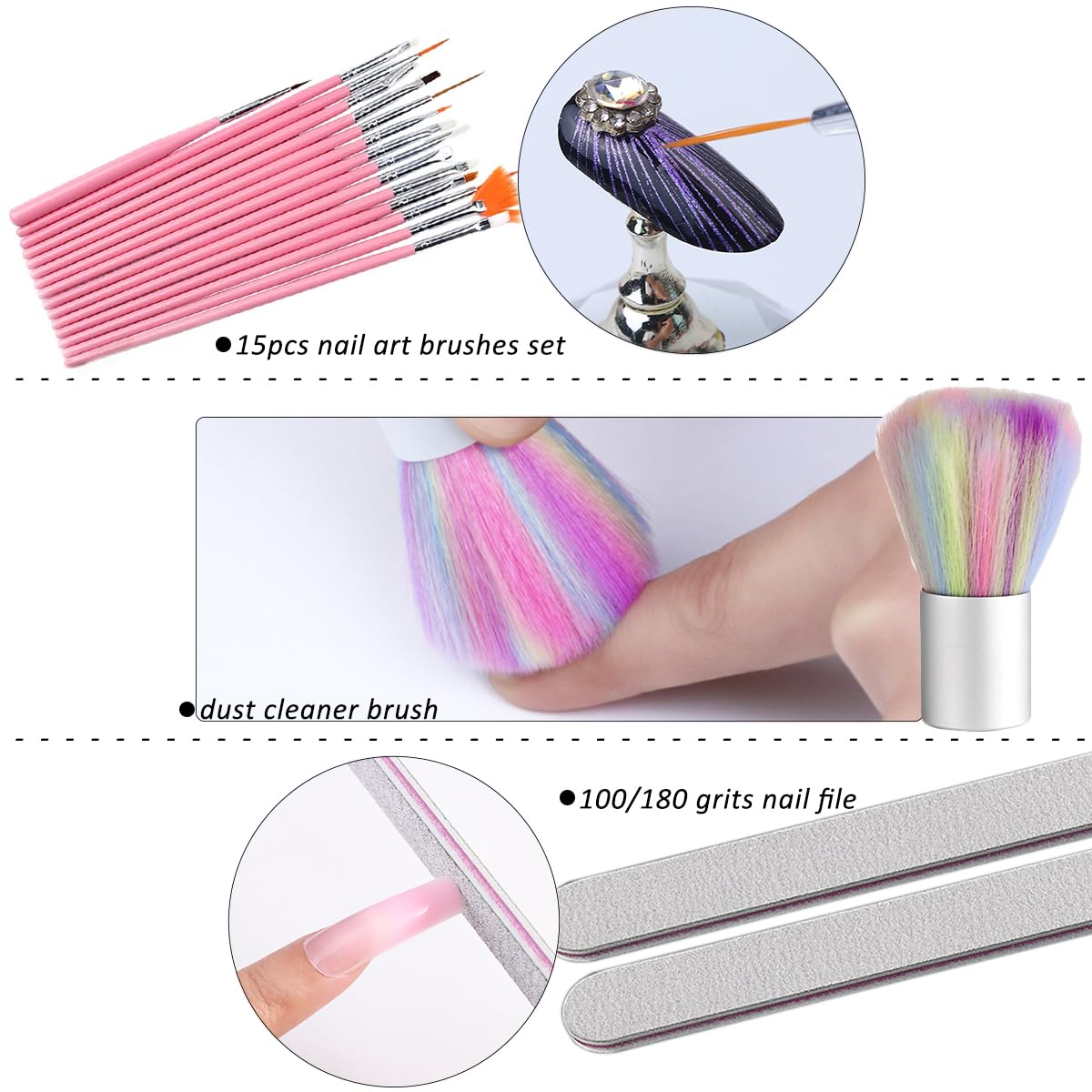 Fcozpjk Silicone Practice Hand for Acrylic Nails, Soft Flexible Fake Hand Practice Nail Acrylic Technician Fake Nail Mannequin Hand with 100PCS False Nail Tips, Nail Art Beginner Kit Training Tools