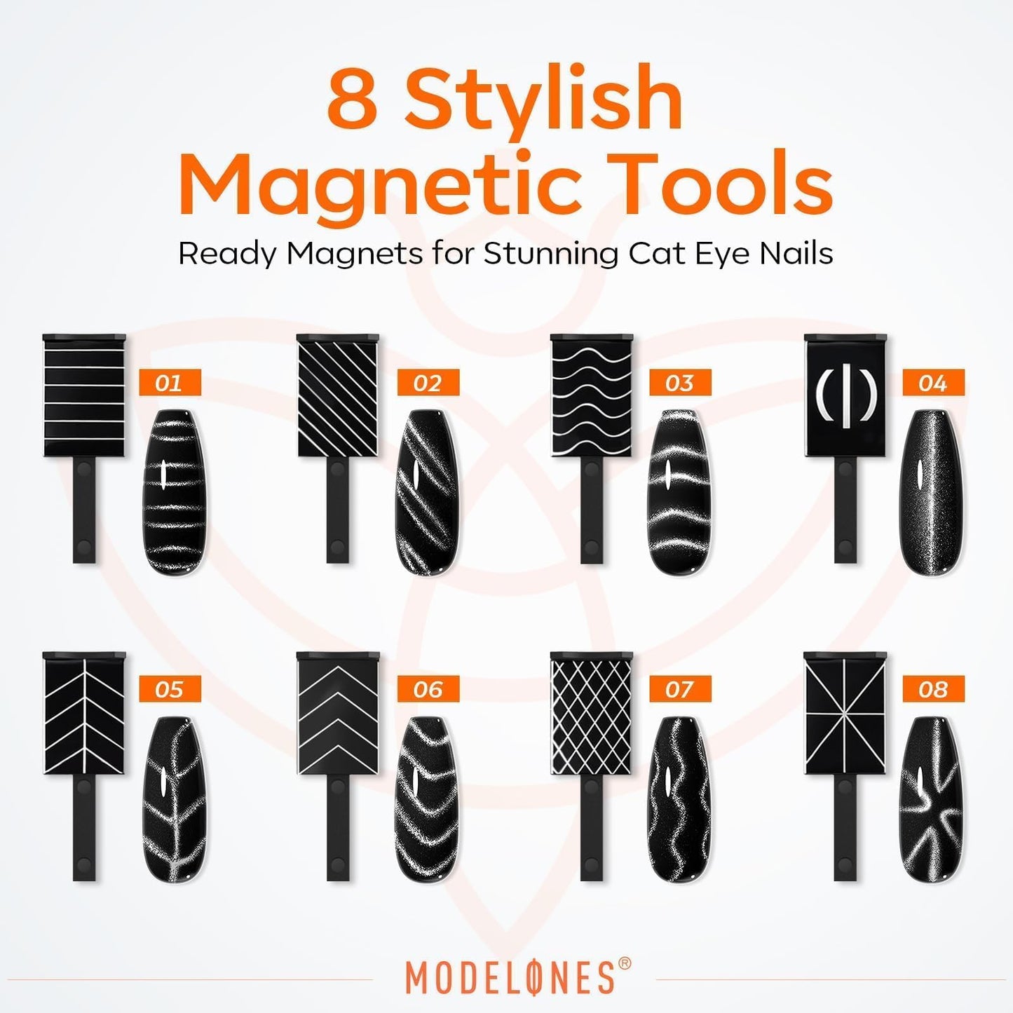 modelones Cat Eye Magnet, 15PCS Cateye Gel Polish Nail Magnet Nail Tools with Black Bead-Attracting Nail Magnet Pen & Heart-Shaped Magnet for Nail Perfect for Home DIY, Nail Art Design
