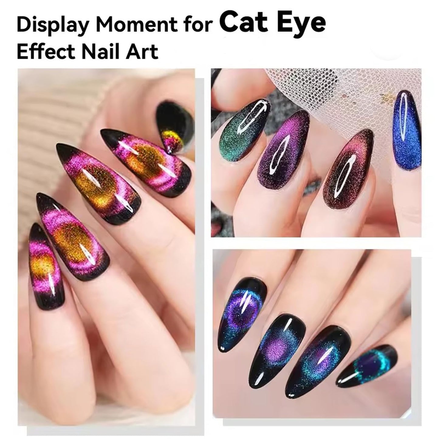YECIRALA 10 Pcs Cat Eye Magnet For Nails Magnet Tool Set With 1 Pcs Y-Shape Iron Molds, 10 Uniquely Shaped Nail Magnet For Nails Strong Magnetism Cylinder Cat Eye Gel Nail Polish Magnet Sticks Tools