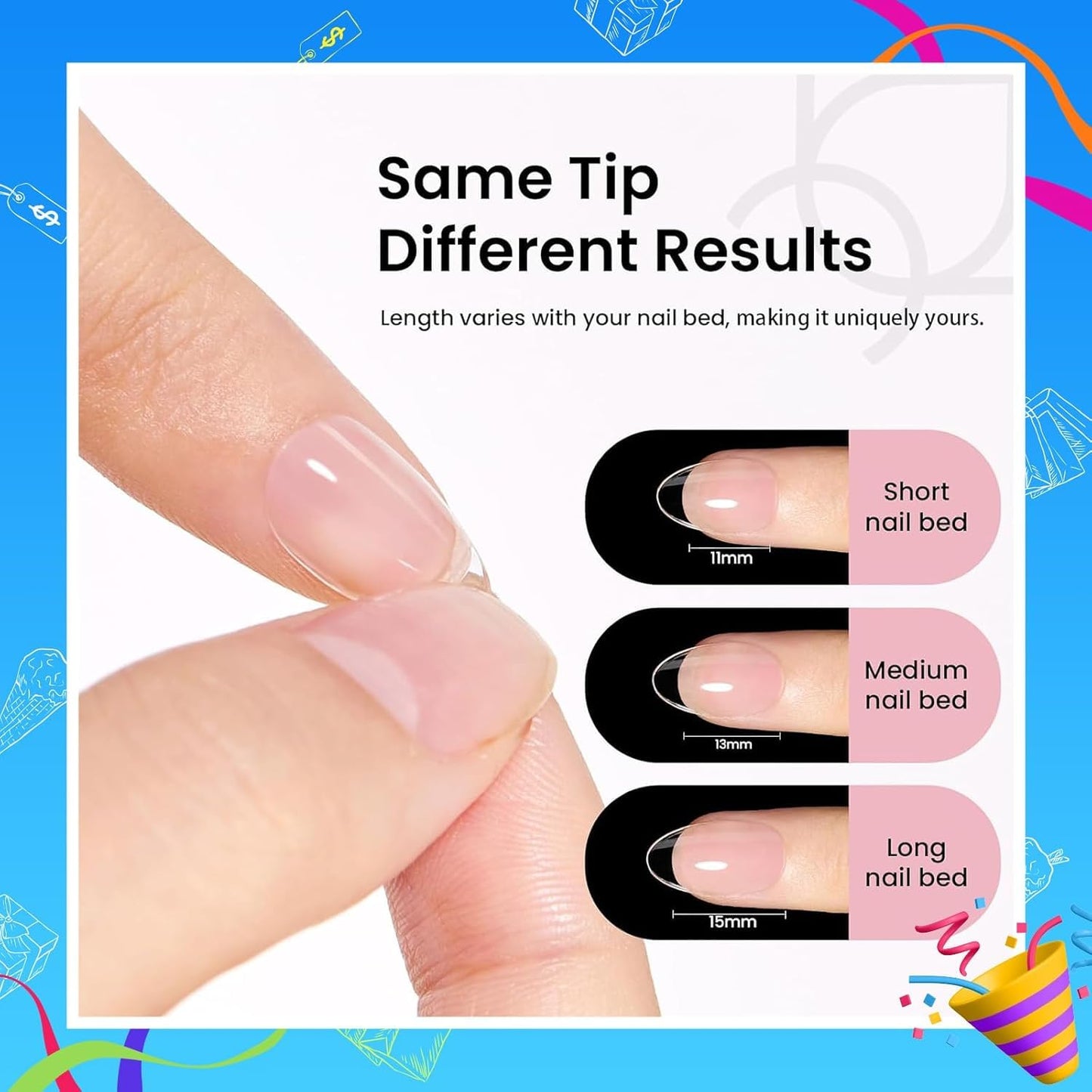 Beetles Gel Nail Kit Short Almond Gift Spree, with Dehydrator and Primer, 576Pcs Half Matte Etch-X Gel Nail Tips Solid Nail Glue Mini Lamp Acrylic Tips Easy DIY Extension Set Gift for Women