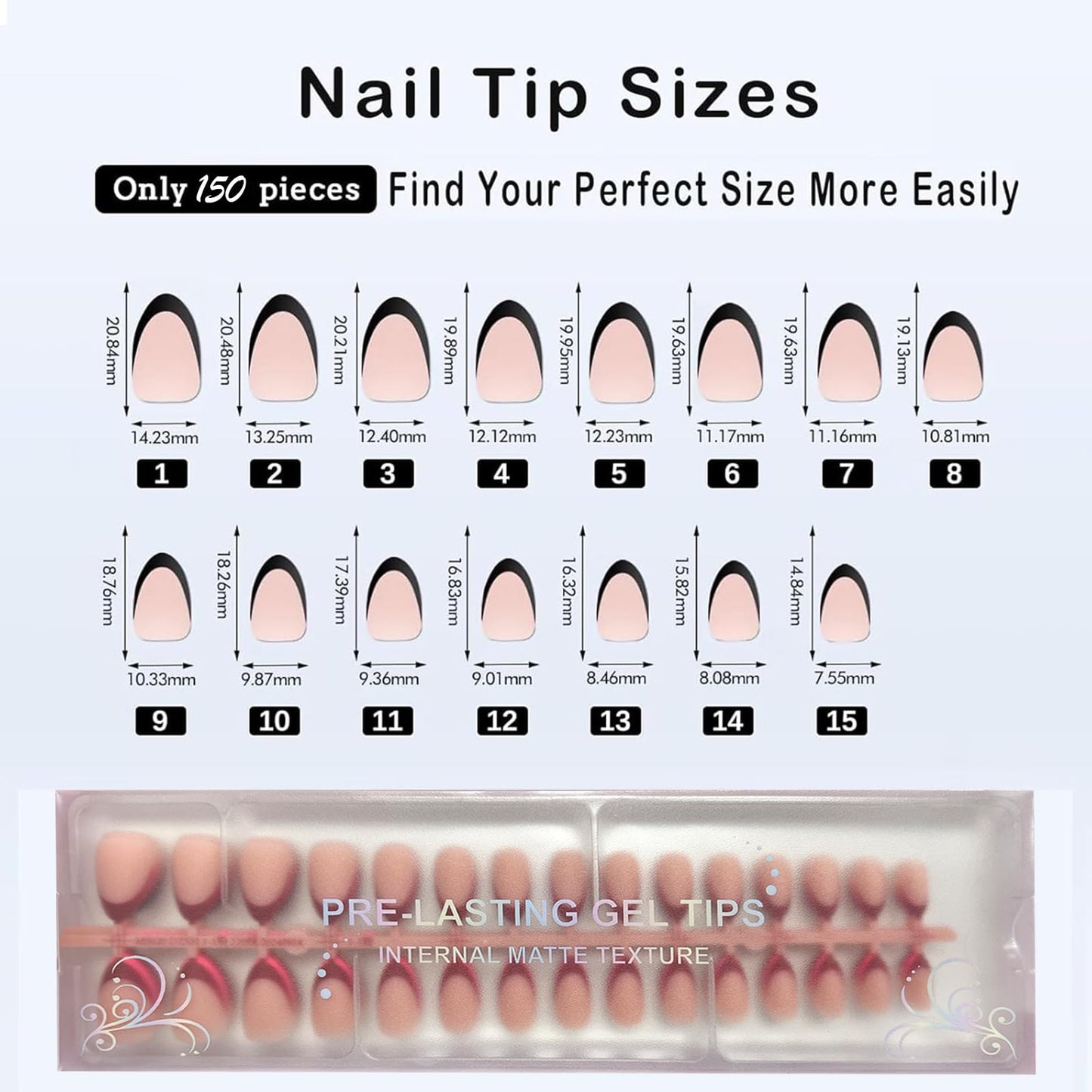 300Pcs French Tip Press on Nails, OPkssnails French Press On Nails Short Almond, Pre-shaped No Need to File 3 in 1 Gel Nail Tips, Acrylic Fake Nails for Nail Art DIY Extension Designs 15 Size