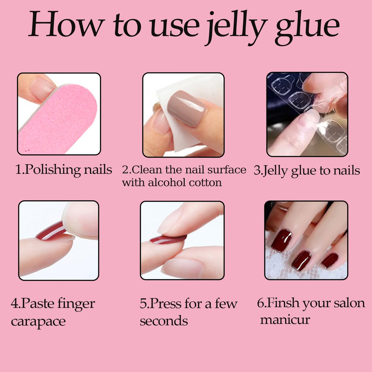 Square Press on Nails 24PCS French Short False Nails Full Cover With Designs Fake Nail Kit Reusable Glossy Artificial Fake Fingernails Acrylic Cute Fale Nails For Women Girls Manicure