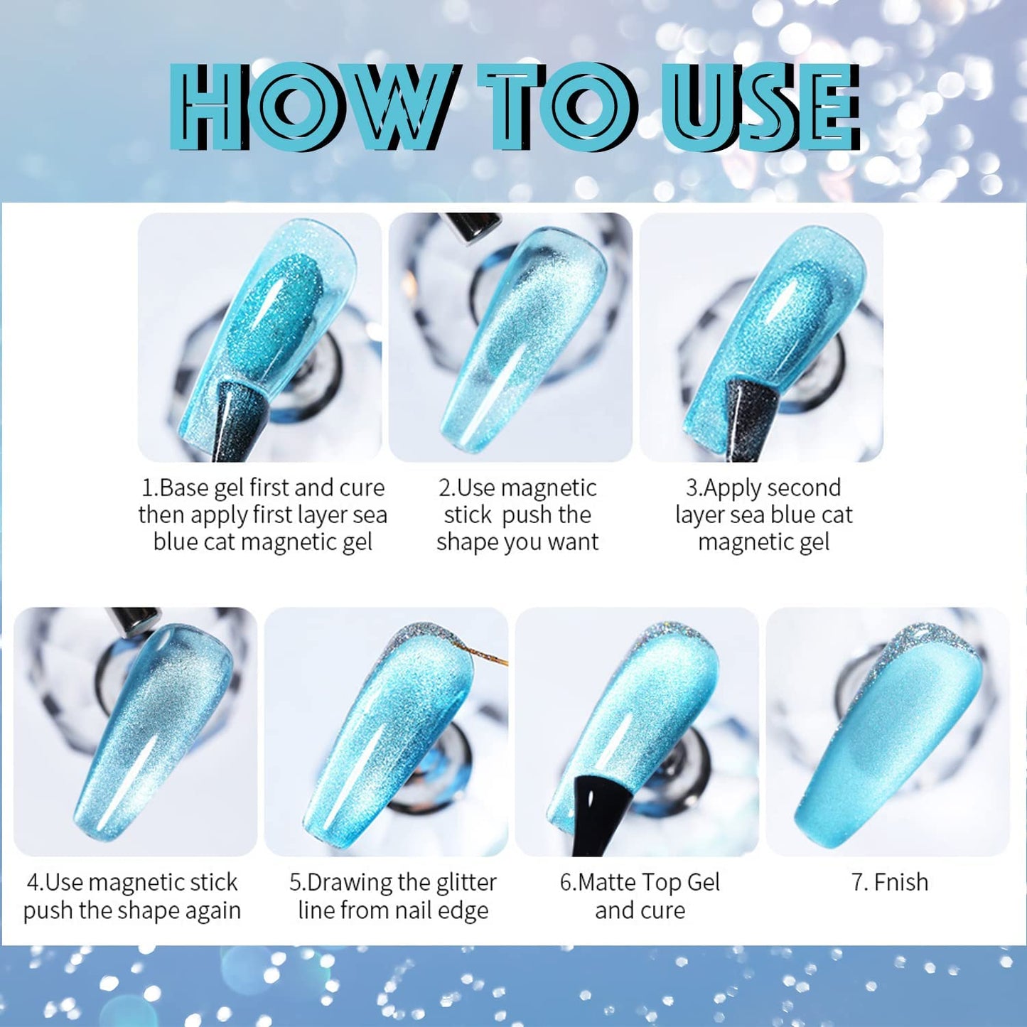AHAMIOU Aurora Cat Eye Gel Polish Kits - Crystal Broken Diamond Magnetic Nail Polish Set - Holographic Cats Eyes Shiny Glitter Gel, Aurora Brown