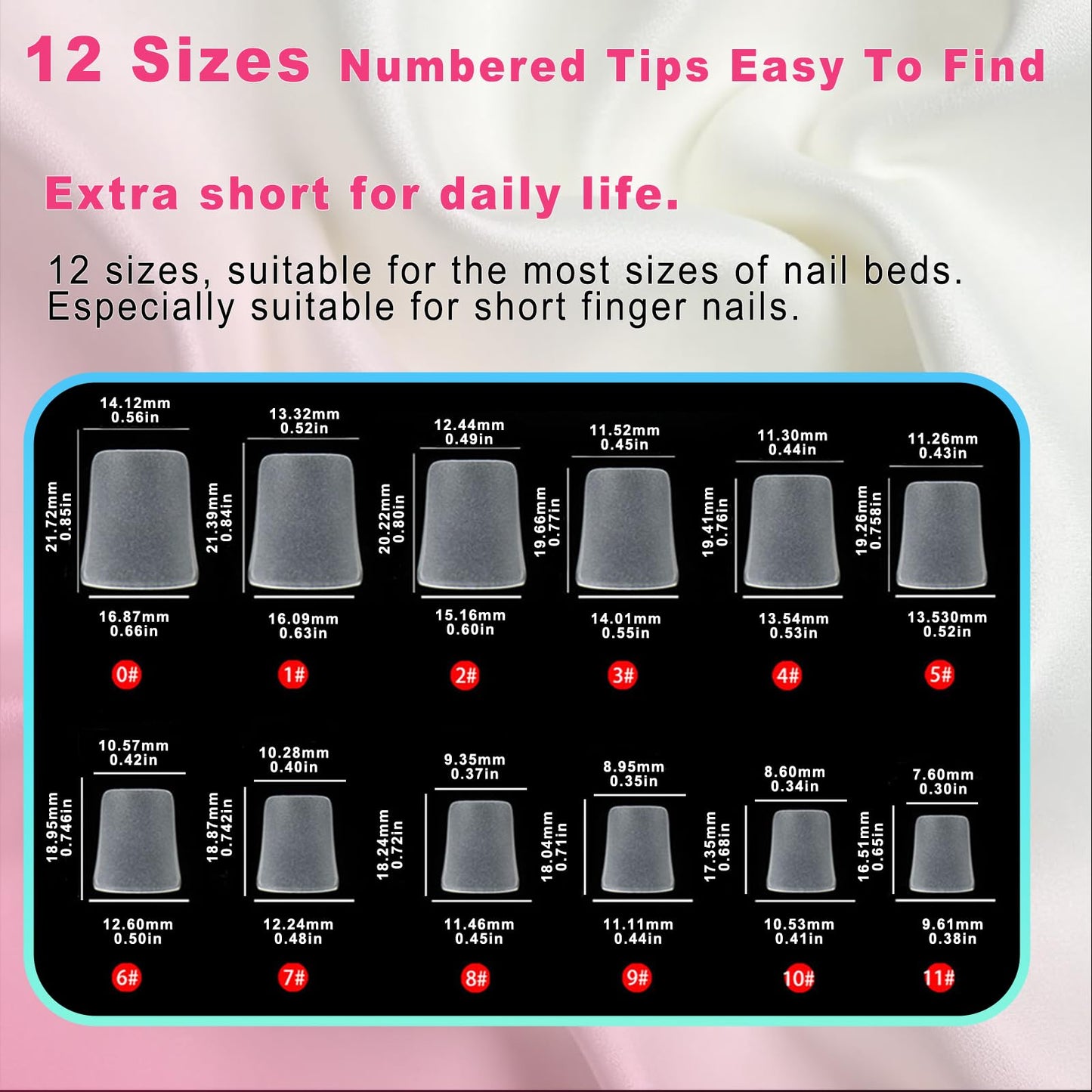 240Pcs Extra Short Duck Nail Tips, Pre-Etched Double-Sided Matte Soft Gel Flare Nails, 12 Sizes Full Cover Duck Bill Fake Nails for Y2K Acrylic Art, Professional False Nail Extensions Kit
