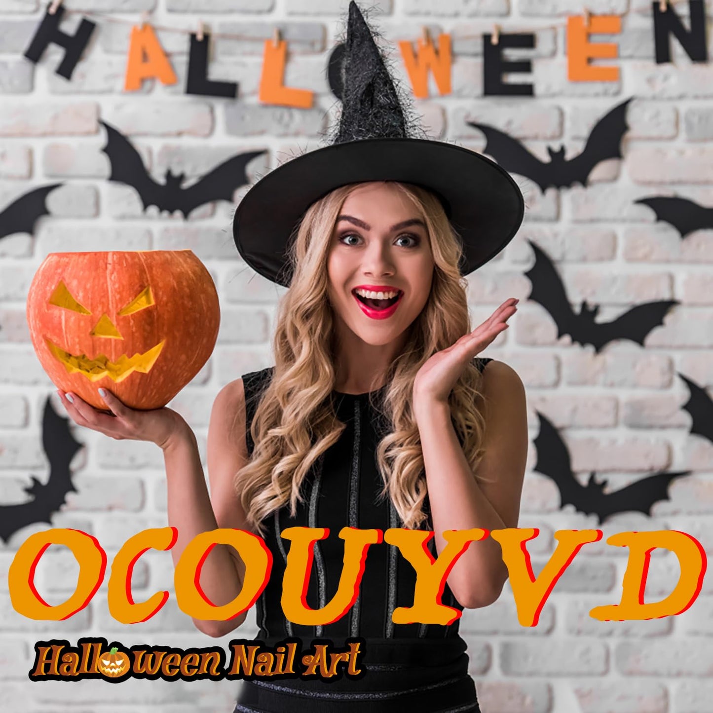 Halloween Press on Nails Black French Tip Fake Nails Handmade Press on Nails Luxury 3D Handbone Skull and Angel Designs Full Cover Gradient Acrylic Nail Muti-Layer Gel False Nail for Women (Size S)