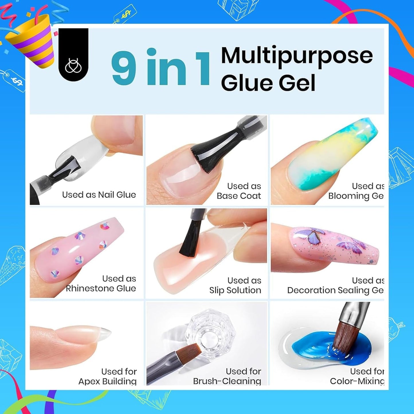 Beetles Gel Nail Kit Etch-X, Almond Short, 504pcs 12 Sizes Nail tips, with 9 in 1 Nail Glue Mini LED Light, Acrylic Half Matte Tips Press On Nail, Extension DIY Set at Home, Gift for Women & Girls