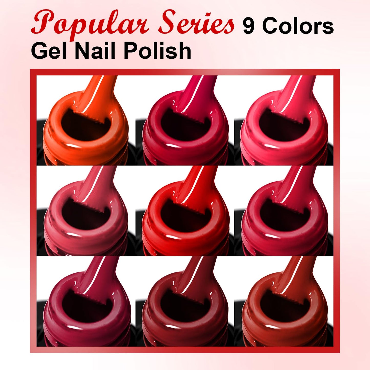 MEET ACROSS 12pcs Gel Nail Polish Set,Soak Off UV LED Lamp Gel Nail Polish Kit,Fashion Shimmer Nail Art Design Gifts for Women Manicure Salon (Red)