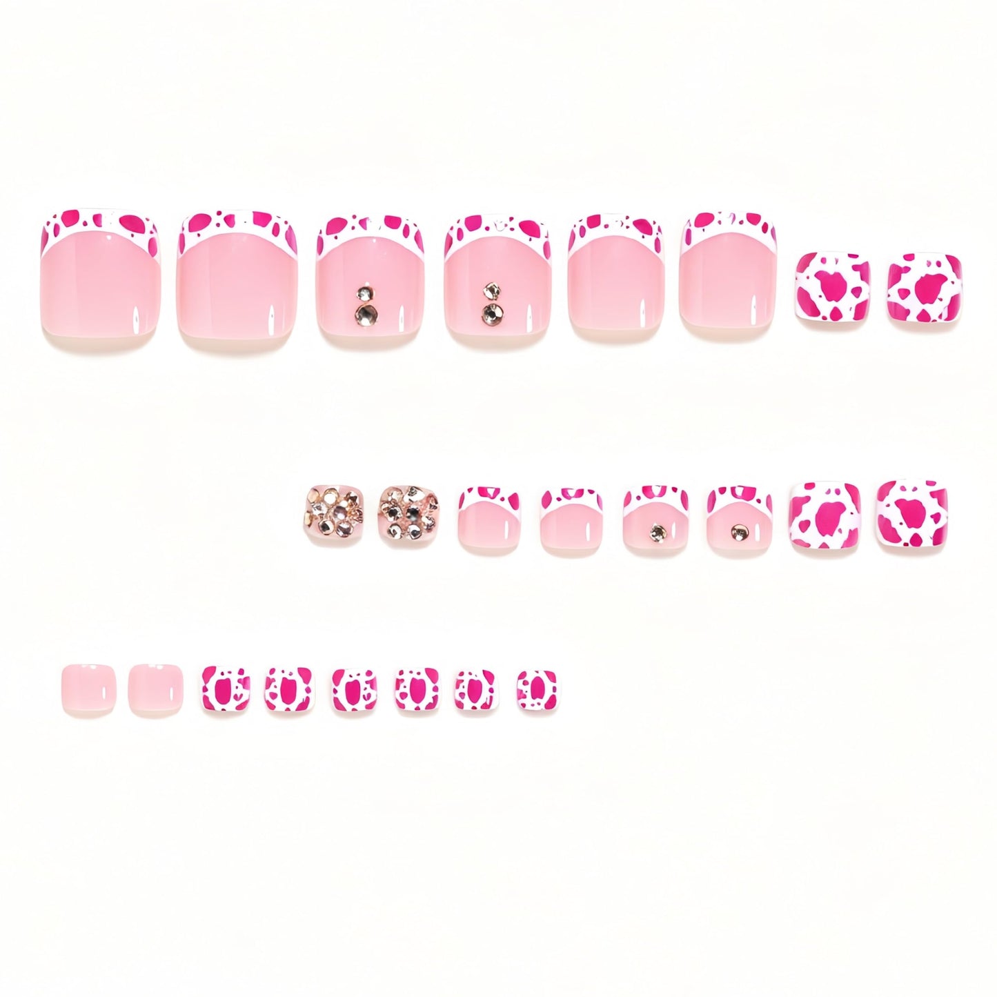 24Pcs Leopard Print French Tip Press on Toenails Short Square Fake Toe Nails Summer Toenail Press ons Full Cover Nude Acrylic False Toenails White French Tips Glue on Toe Nails for Women Manicure Kit