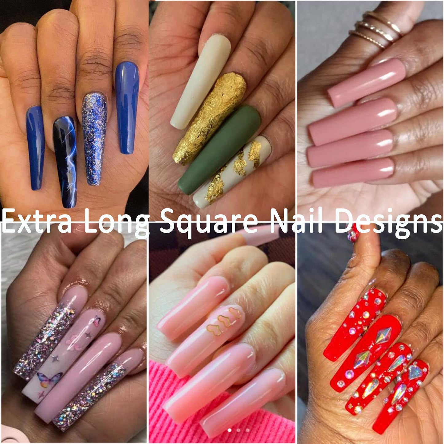 240pc XL Clear Square Acrylic Nail Tips Full Cover Extra Long Square Fake Nails Press on Nail Clear False Nails 10 Sizes Artificial Nails Tip for Gel Nail Extension Fingernails Designs