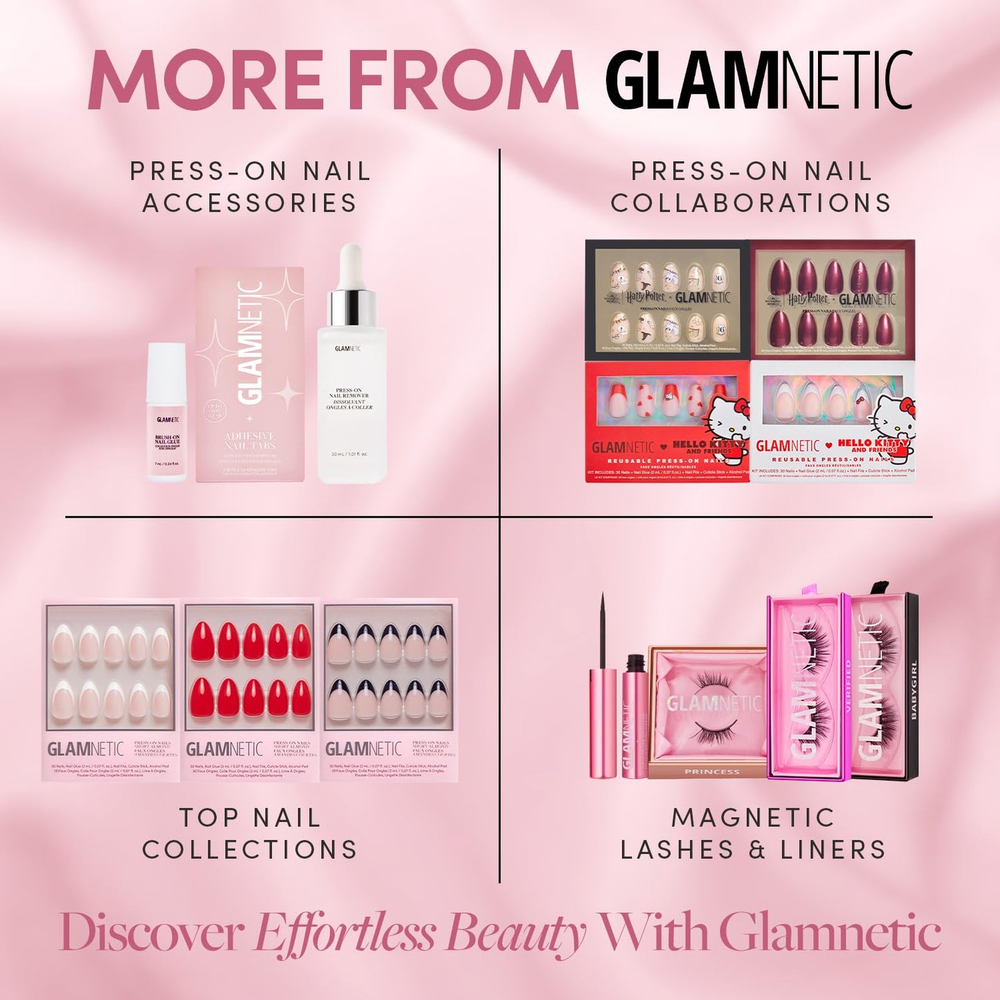 Harry Potter™ x Glamnetic Press-On Nails Bundle - Helga Hufflepuff™ & Fiery Red | Short Almond Fake Nails with Velvet Yellow French Tips & Gold Graphics, Officially Licensed | Bright Red Short Almond