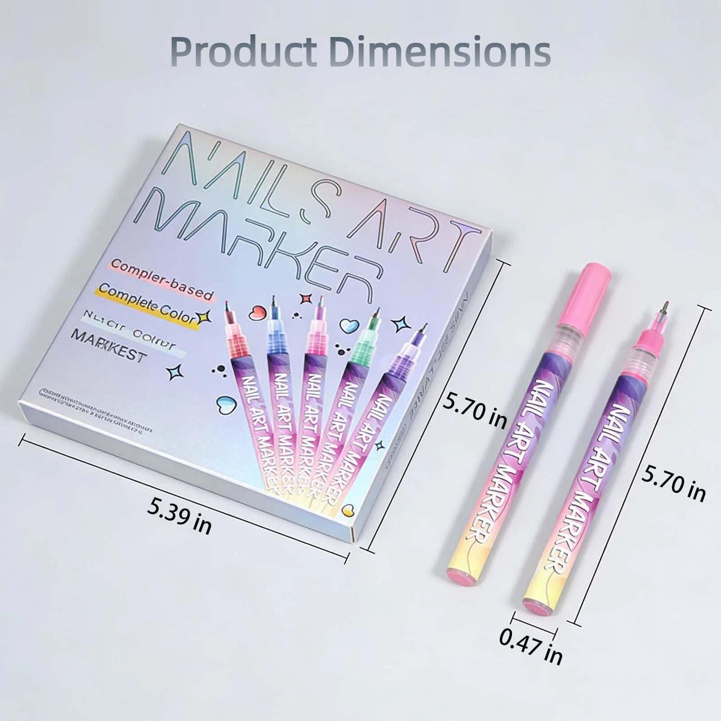 Upgraded 12 Colors Kids Nail Art Pens Set, 0.5mm Ultra-Fine Tip 3D Nail Design Paint Pens, Quick Dry & Waterproof Smooth Ink, Professional Safe Manicure Kit for Girls, Children & Teens