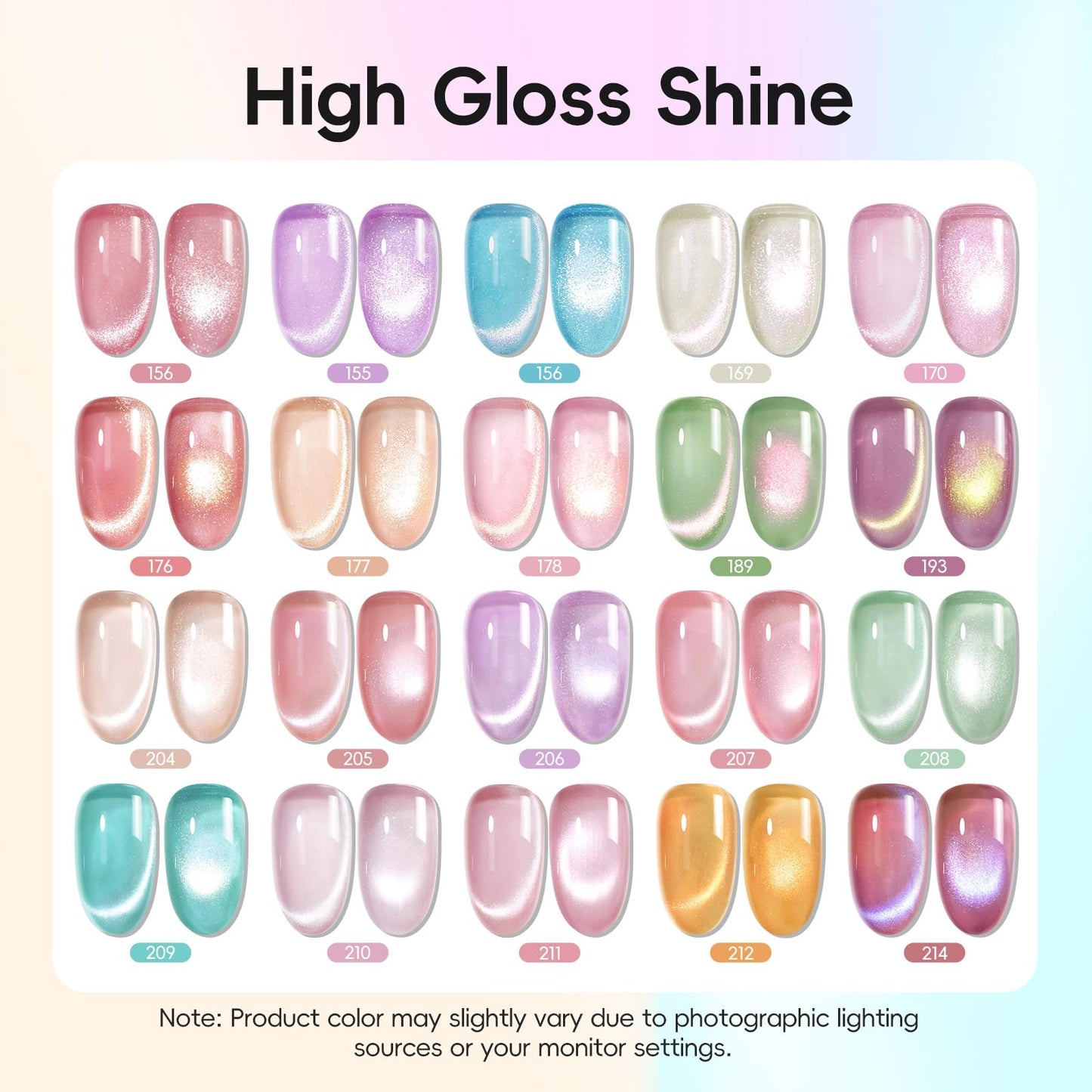 COSCELIA 20pcs Cat Eye Gel Nail Polish Set, 20 Spring Summer Colors Jelly Cateye Gel Polish with Magnet Collection Pink Milky Purple Blue Green Pink Magnetic Nail Polish Starter Kit Gifts for Women