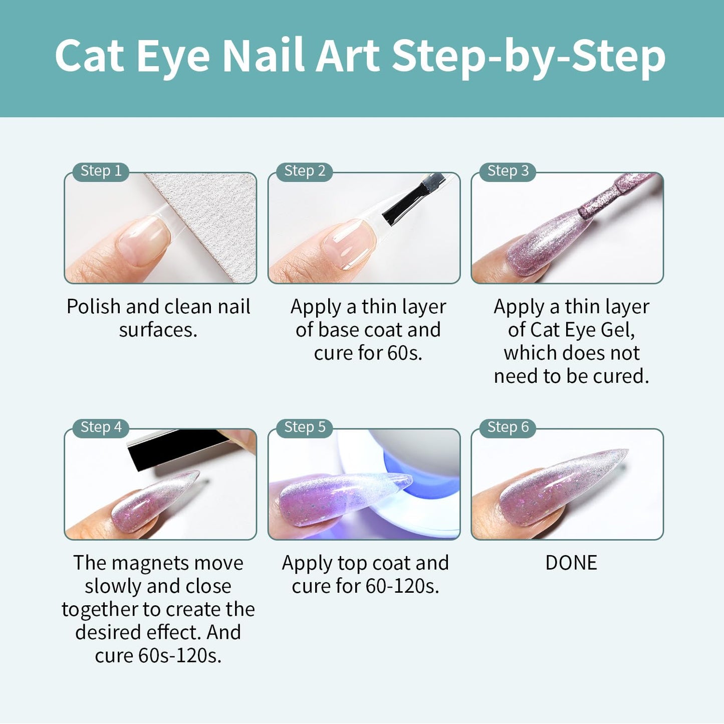 JODSONE 10 Colors Gel Nail Polish Set with Base Coat and Top Coat Magnetic Stick Aurora Crystals Cat Eye Perfect Holiday Gifts for Manicure and Lovers