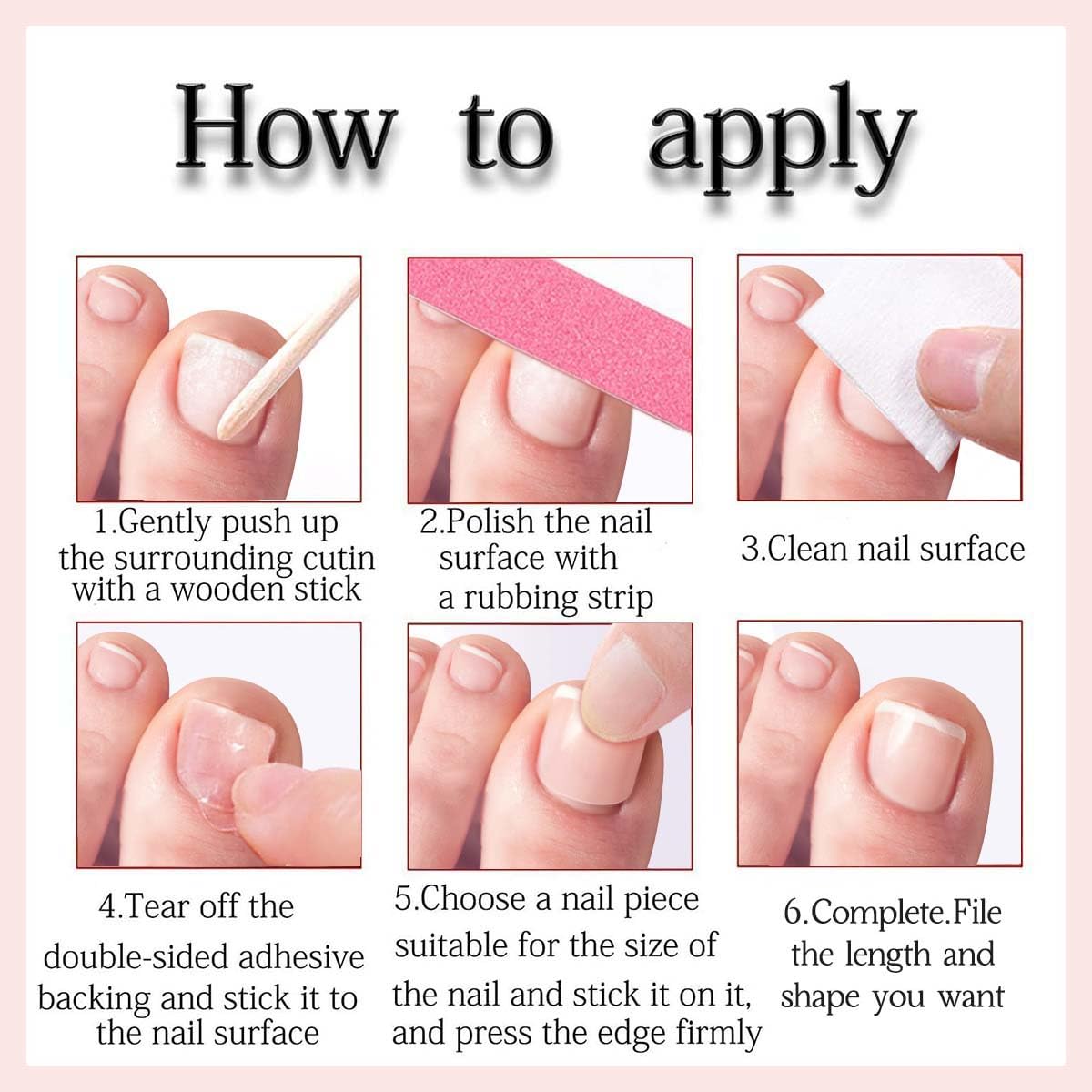 48Pcs White French Tip Press on Nails for Hands & Toes, Long Square Glossy Fake Nails, Short Square False ToeNails, Reusable Glue on Nails for Women Manicure & Pedicure Nail Kit