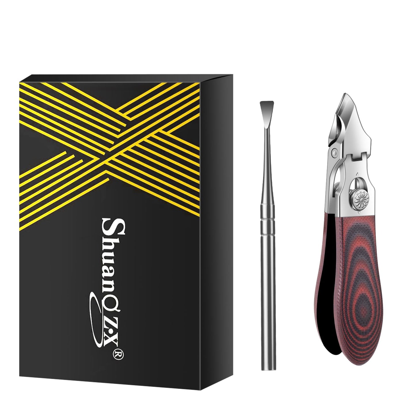 Professional Stainless Steel Cuticle Nippers for Manicurists, Safe Lock Cuticle Trimmer with G10 Non-Slip Handle and Splash Guard for Salon and Travel (Oval Red D)