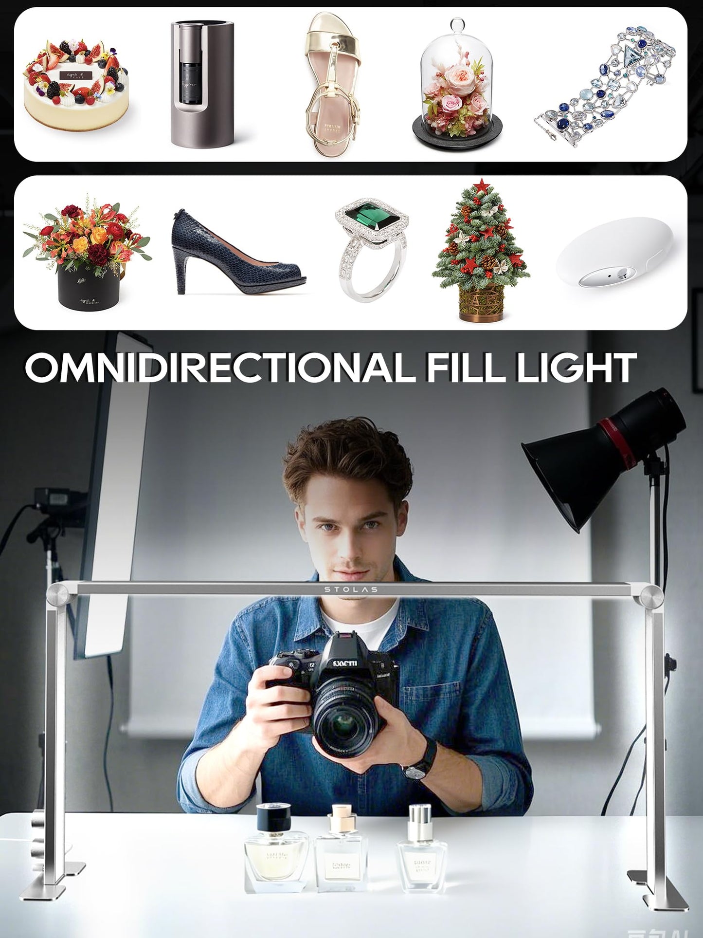 Upgraded Nail Tech Lamp for Desk, 32 in Foldable Large Nail Light with Phone Holder, 3000K-6000K CRI>95 LED Manicure Lamp, Half Moon Light for Lash Eyelash Extension, Tattoo, Eyebrows-Diamond Silver