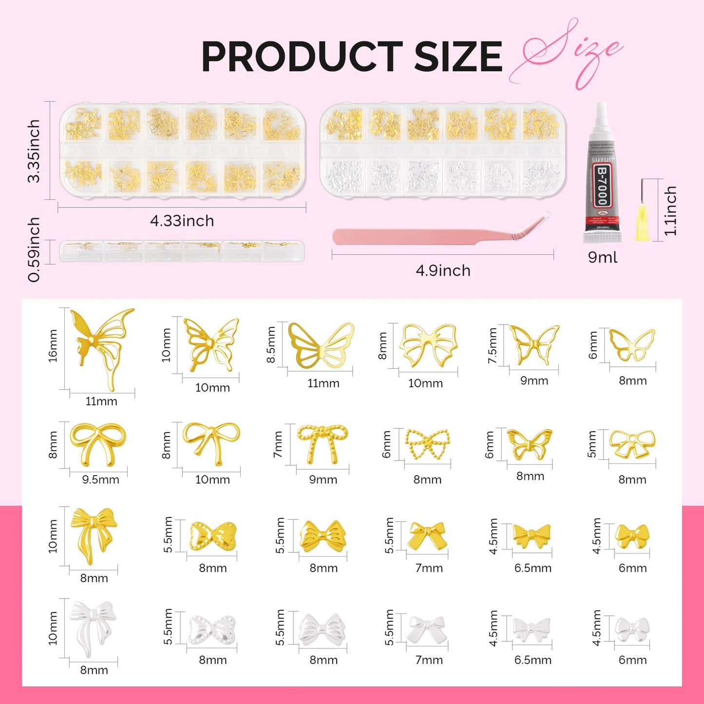 MelodySusie Pen-Shaped Portable Nail Drill with 3D Nail Charms and Gems