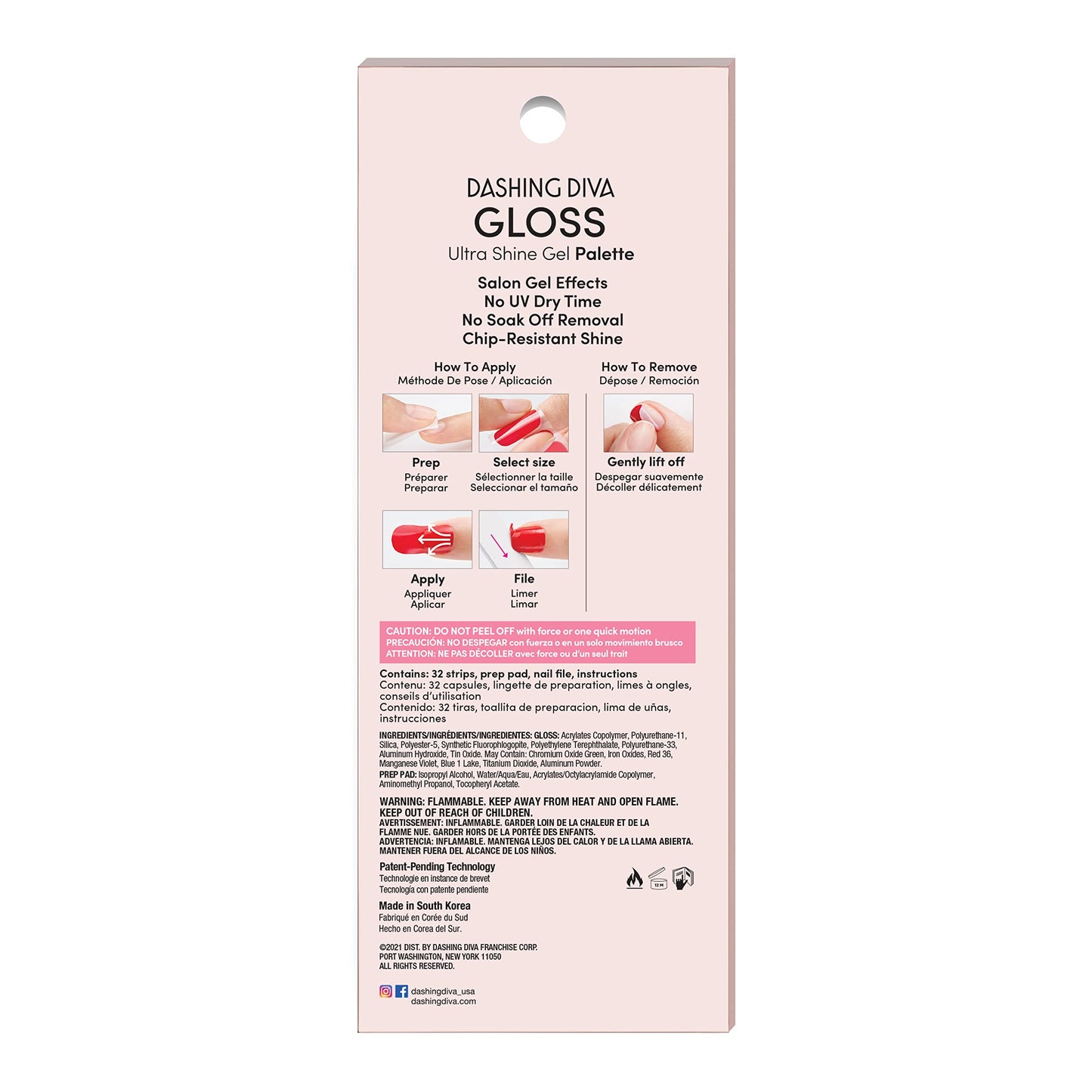 Dashing Diva Gloss Nail Wraps - All Lined Up | UV Free, Chip Resistant, Long Lasting Gel strips | Contains 32 Strips, 1 Prep Pad, 1 File