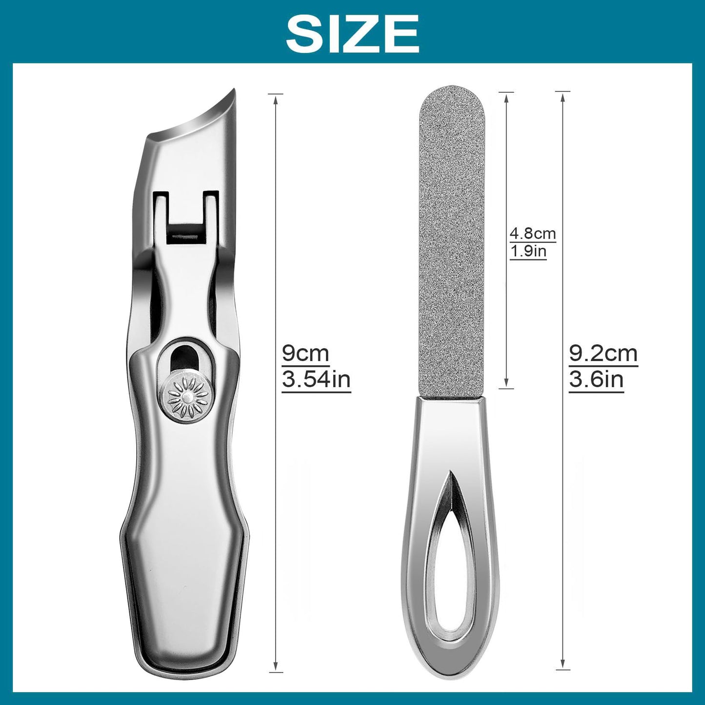 VOGARB Slanted Nail Clippers for Men Thick Ingrown Toenails, Large Wide Jaw Opening Anti-Splash Ultra Sharp Toenail Clipper with Nail File and Storage case for Seniors Adult Women