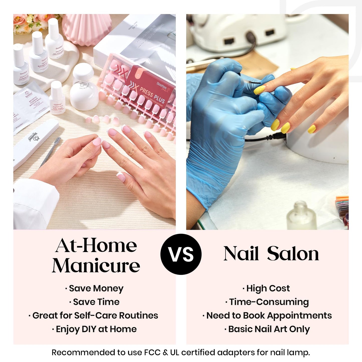Beetles X Press Plus Gel Nails Kit - Peachy French | Pink Medium Almond French Tip Press On Nails | 210Pcs 15 Sizes All-in-One Kit With Nail Glue,Remover,Builder Top Coat,Nail Lamp Gift For Women