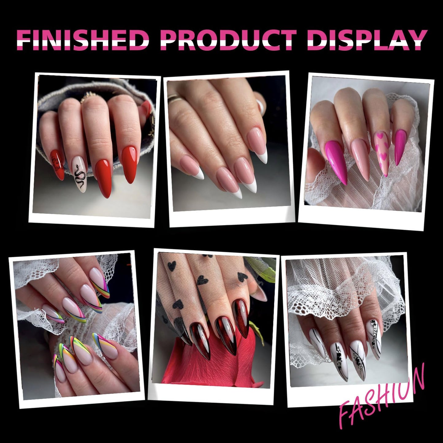 SITELENABY Natural Medium Stiletto Nail Tips - 600pcs Extra Thick Gel Fake Nails with Pink Box, Full Cover Acrylic False Press On Nails 15 Size 00-13,Perfect for Nail Begginers & Nail Tech DIY