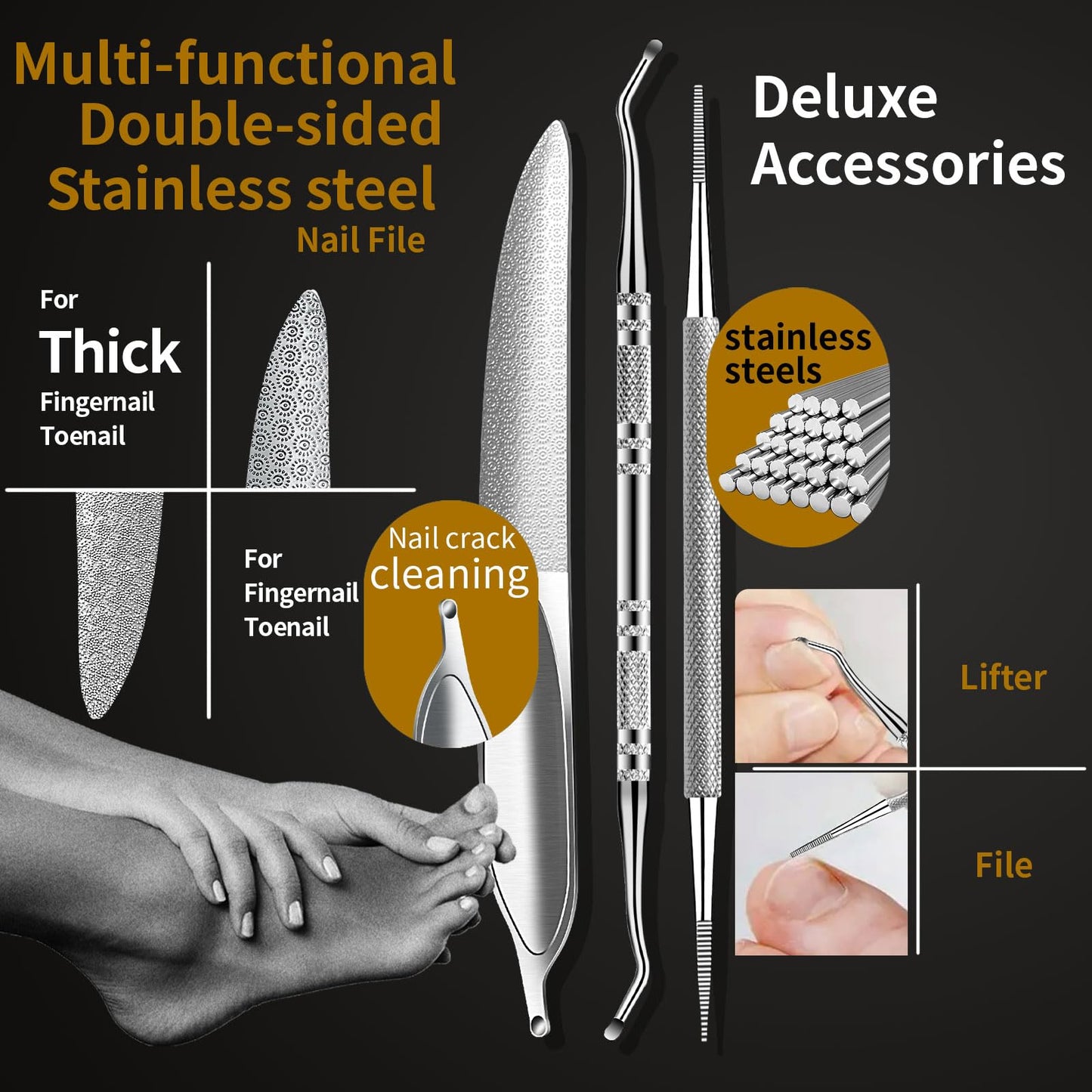 EBEWANLI Thick Toenail Clippers for Seniors Thick Toenails or Ingrown Nails, Curved Blade Heavy Duty Toenail Clippers Cutter, Sharp Nail Nippers Cuticle Trimmer, Large Toe Nail Clippers for Men, Women