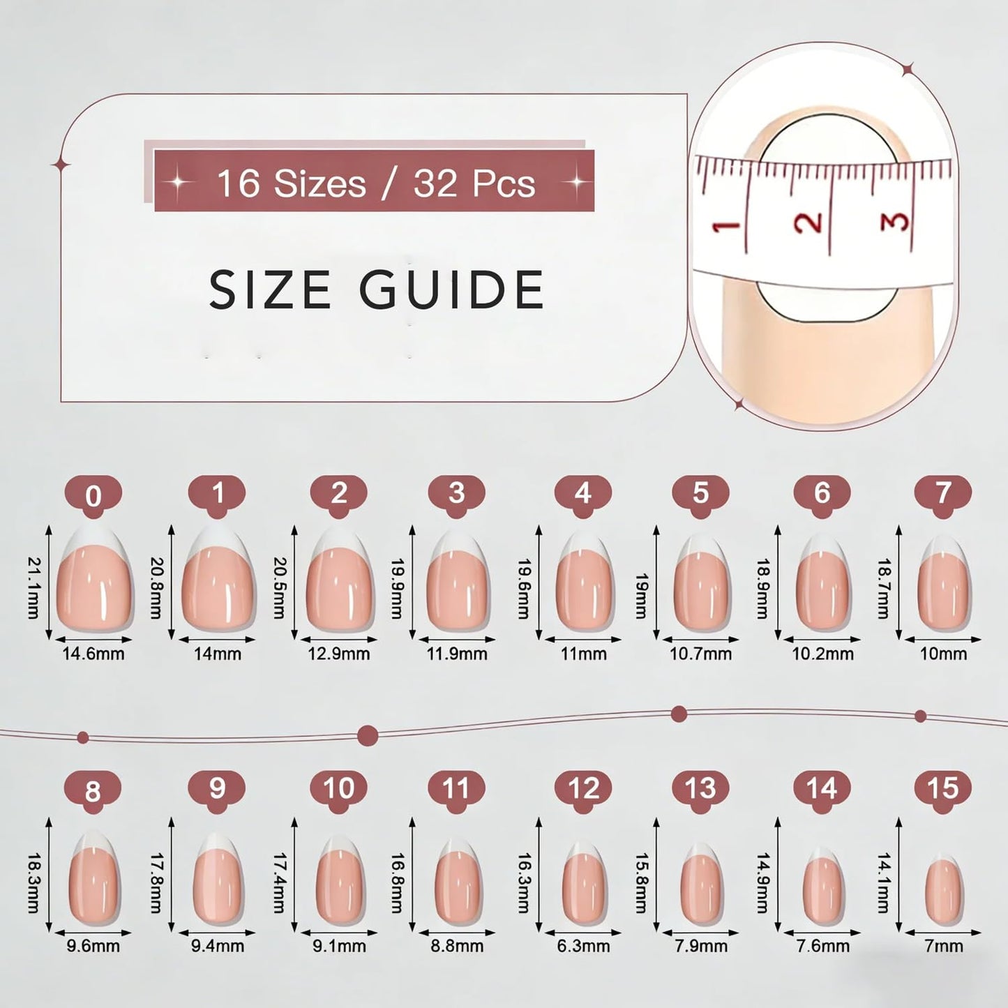 Bonitiva Short Almond Press On Nails, Glossy White Soft Gel Reusable, 32PCS 16 Sizes, Salon Quality Long Lasting Fake Nails with Nail Glue & File Kit for Women Girls, Daily Wear