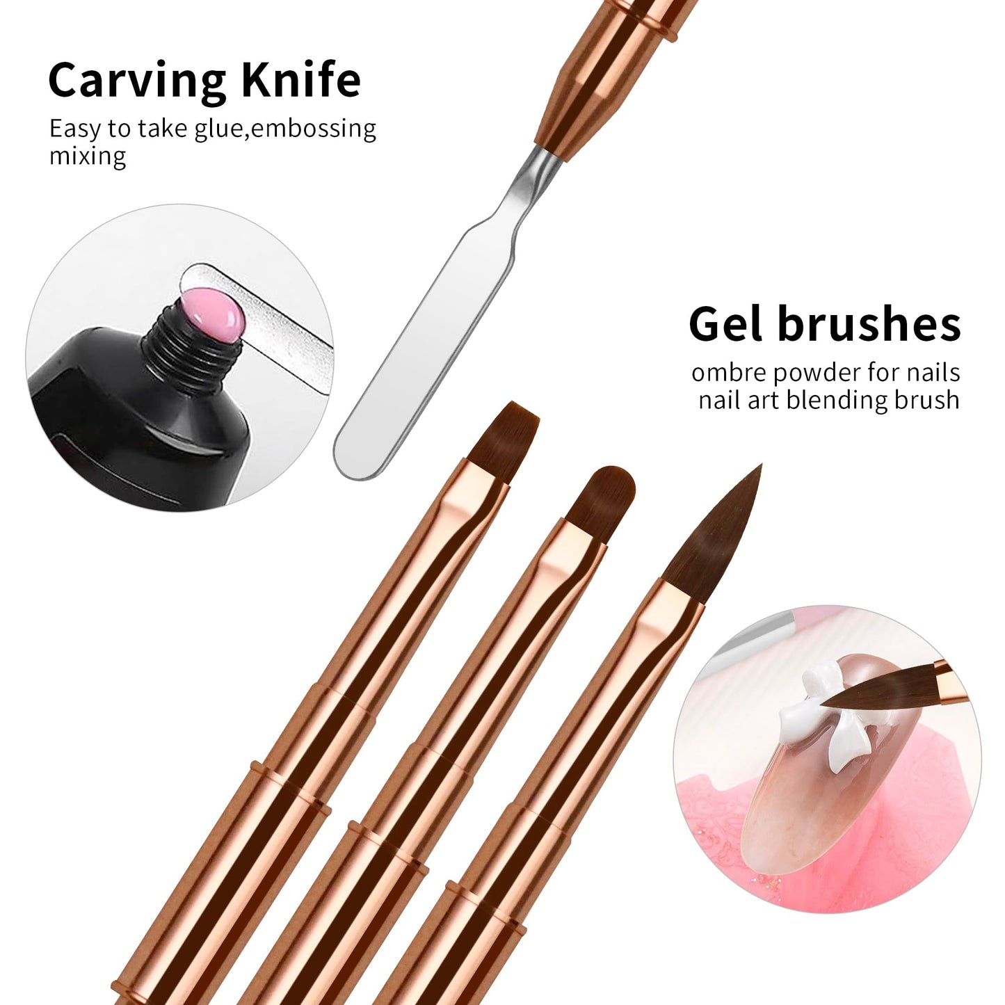 6Pcs Nail Art Brushes Metal Handle Professional Gel Polish Art Nail 3D Art Nail Dotting Brush Pen for Manicure DIY Home SalonNails Detail Paint Brushes Miniature Paint Brushes Fine Detailing Set