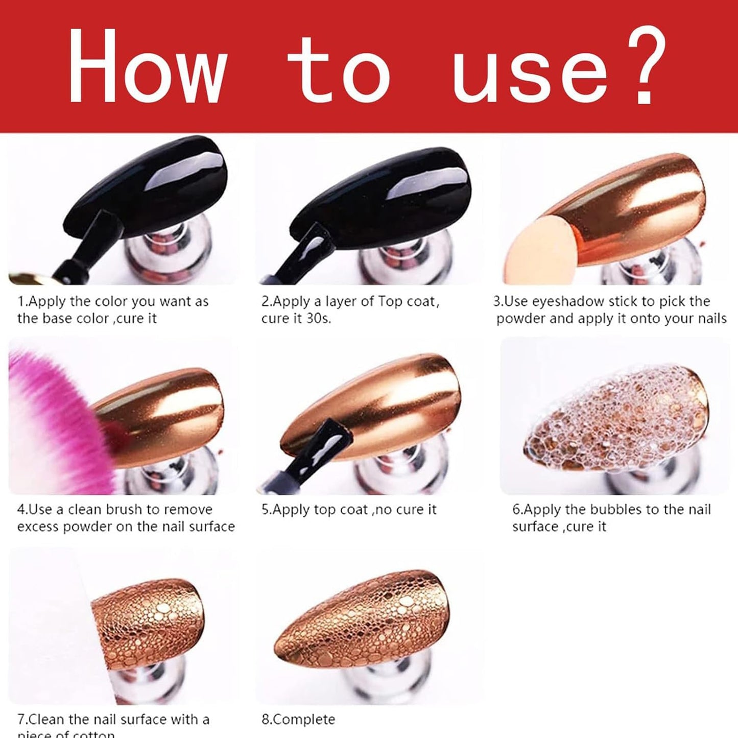 Nail Art Mirror Pigment Gold Chrome Nail Powder Kit Holographic Nail Glitters Silver Nail Chrome Powder Set