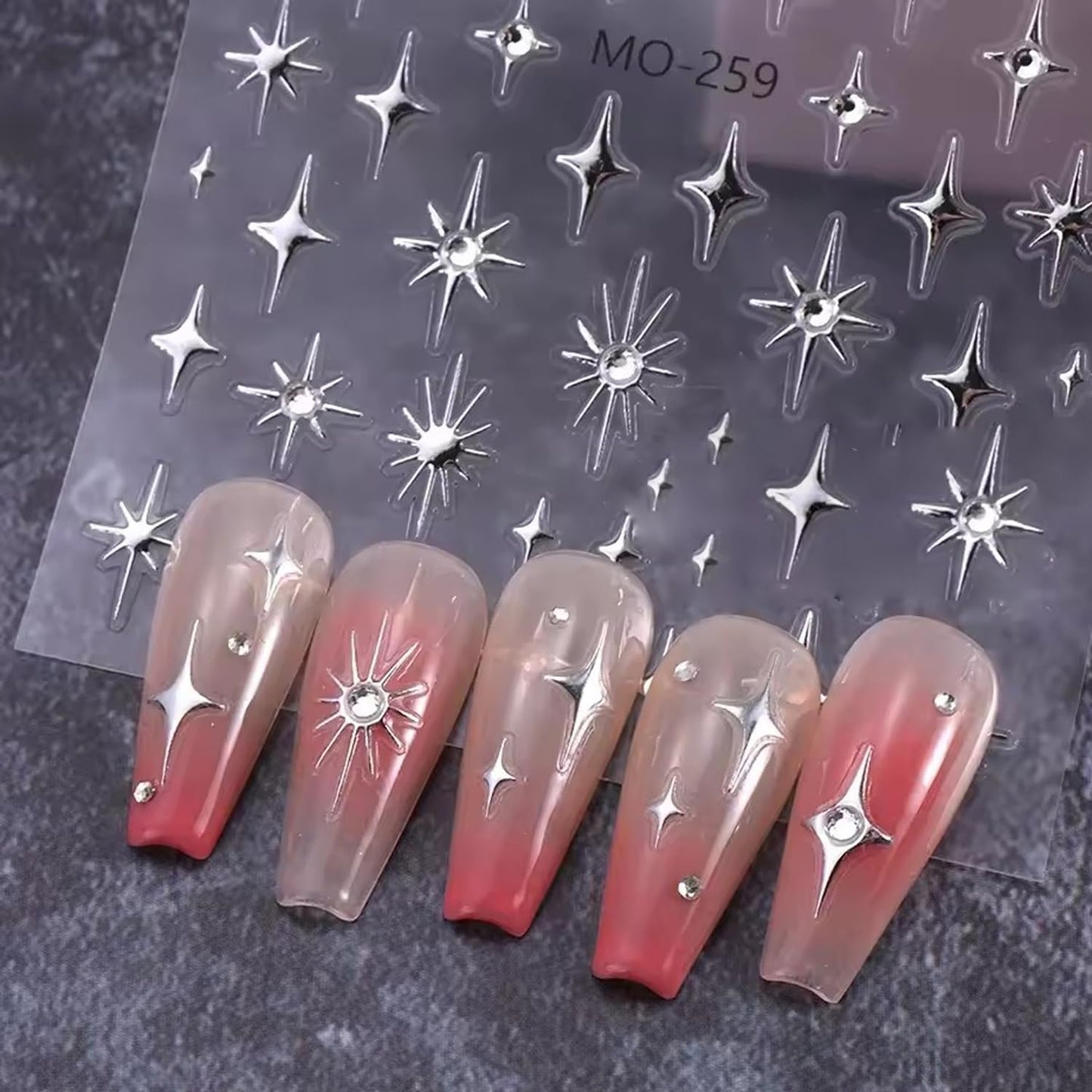 3pcs Diamond Star Nail Stickers for Nail Art 3D Glitter Luxury Nail Decals Stars Nail Art Stickers Black Silver Star Crystal Nail Design Shiny Starlight Drill Adhesive Sticker Manicure Decor for Women