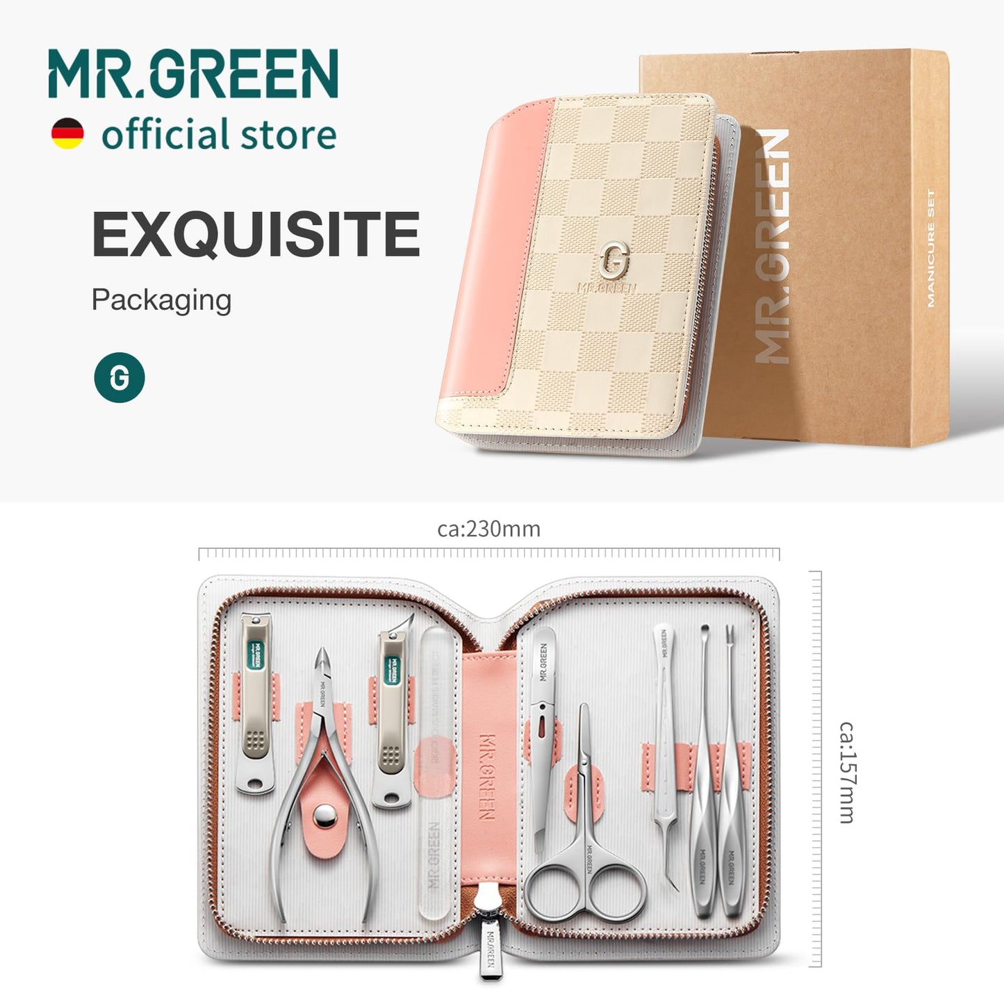 MR.GREEN Manicure Sets Light Luxury Nail Clipper Kits Personal Care Tools Fashion Contrasting PU Case (Mr-8886)