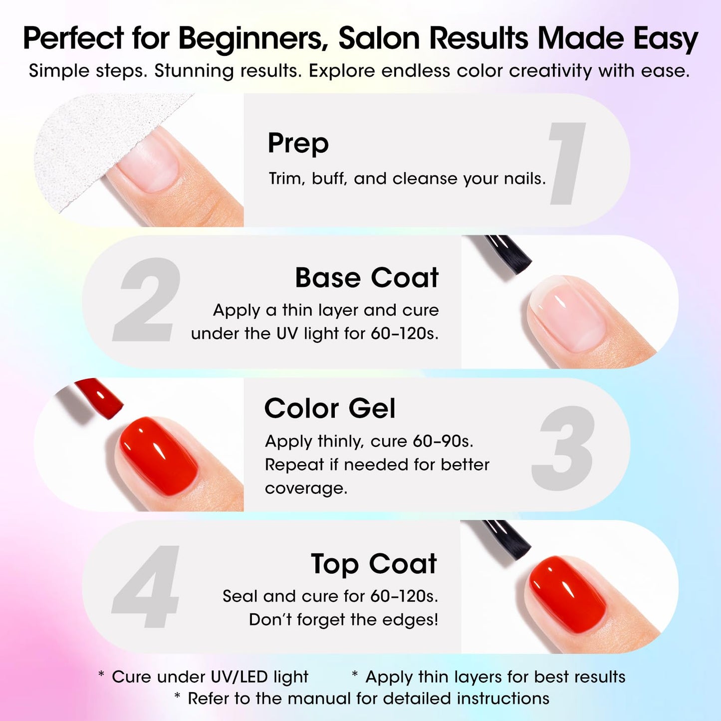 GELLEN 24pcs Gel Nail Polish Set, 20 Colors UV Gel Polish Red Blue Green Hema TMPTA TPO 3-free with Base Coat and Glossy Matte Cateye Top Coat, All Seasons NailGel for Christmas Gift Women Girls
