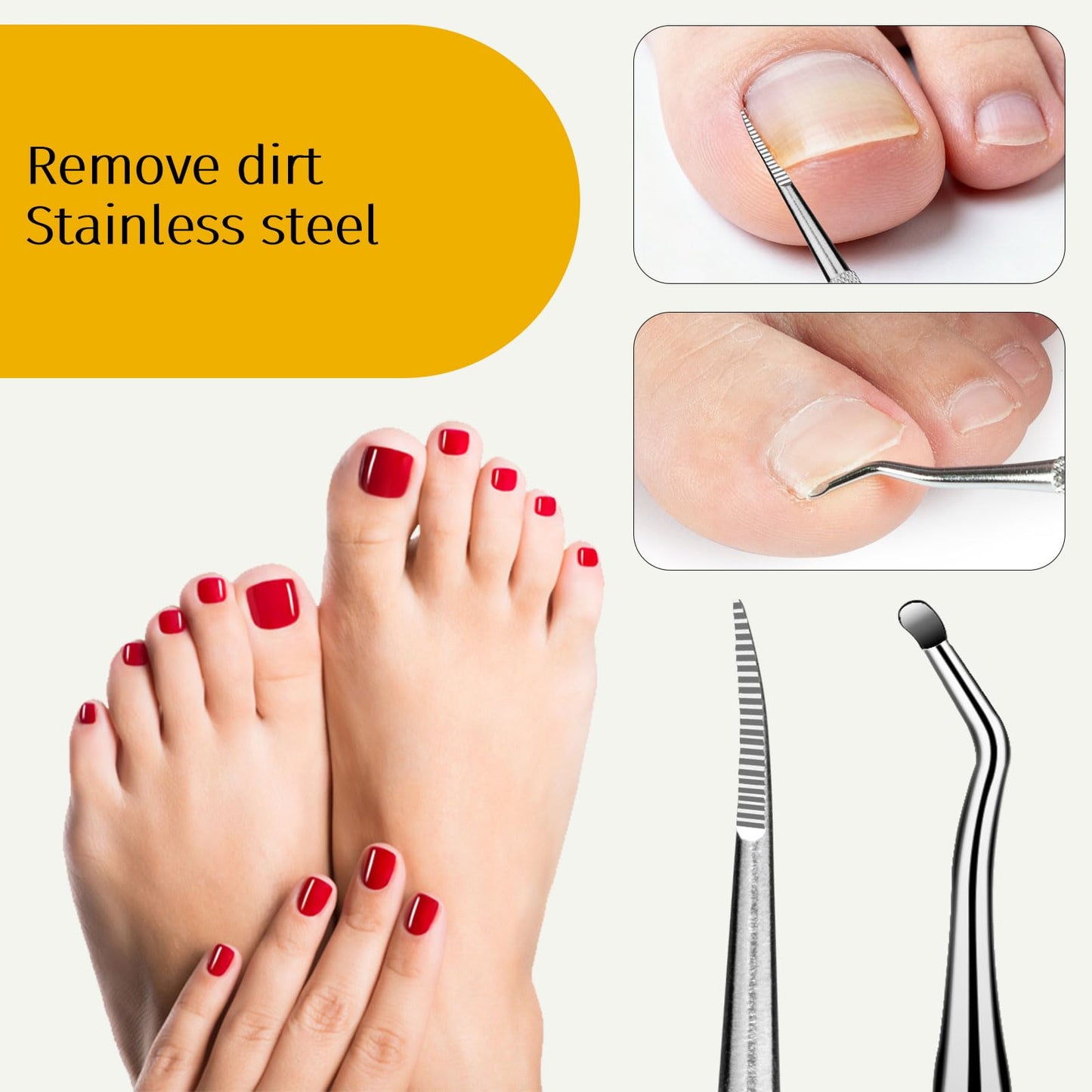 EBEWANLI Ingrown Toenail Clippers Kit - Heavy Duty Toe Nail Clipper for Ingrown Toenails and Thick Nails, Stainless Steel Nipper with Non-Slip Rubber Handle, with Lifter & File and Travel Bag