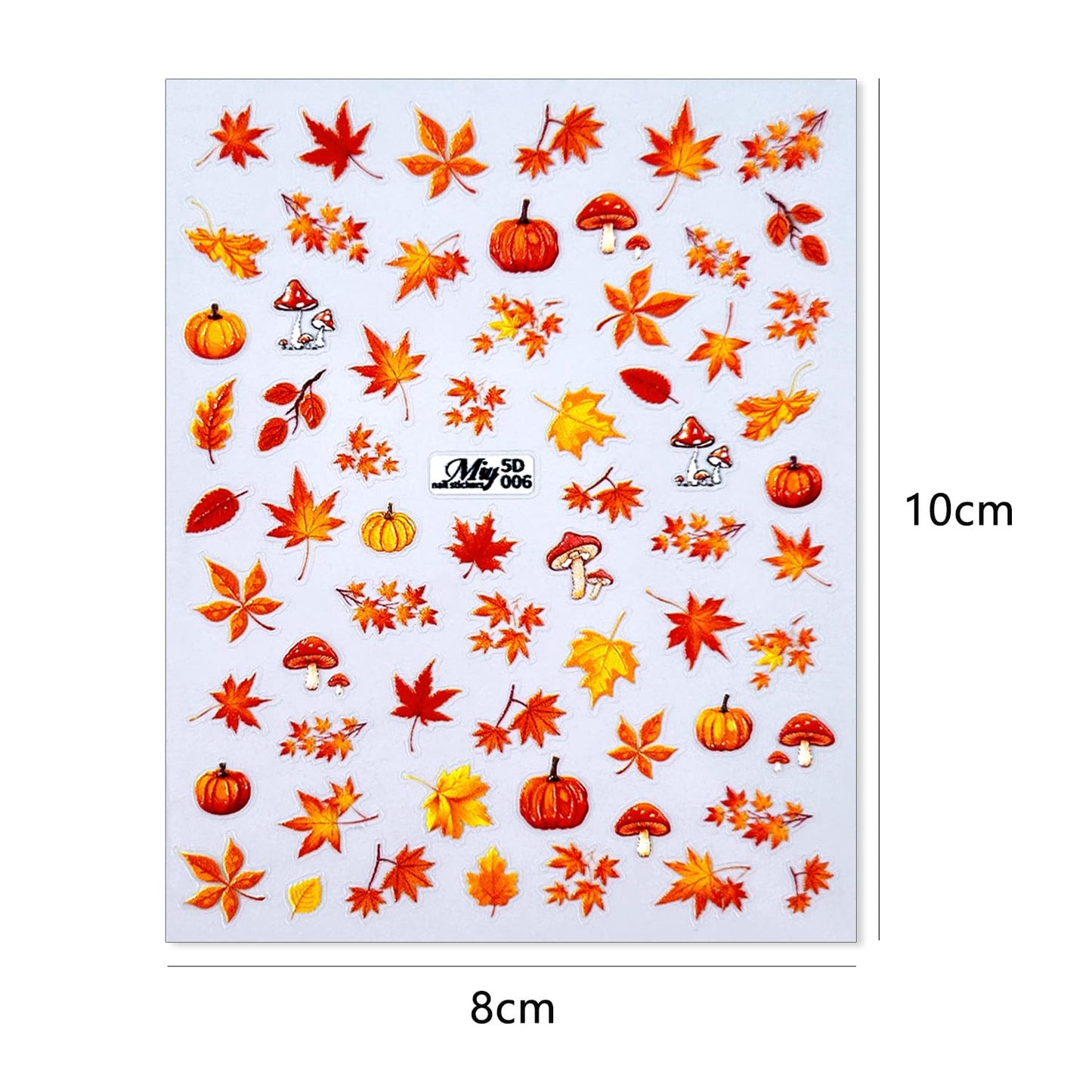 Fall Nail Art Stickers - 5D Miniature Sculpture Fall Pumpkin Nail Decals - 2PCS Manicure Maple Leaves Squirrel Mushroom Nail Art Supplies Autumn Acrylic Nail Art Decoration for Women