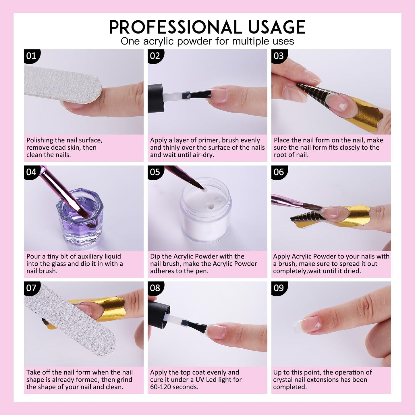 Acrylic Nail Kit for Beginners: Professional Acrylic Powder Set with Everything for Starter Gel Nail Polish U V Light Nail Drill Full Tools Decoration for Home Salon Women