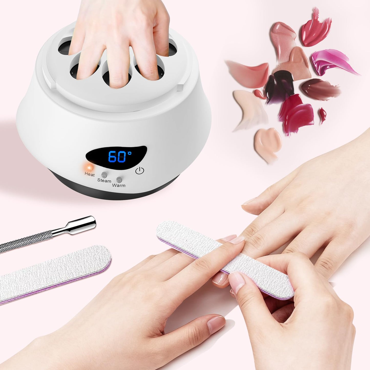 LINBEAUTI 50W Nail Steamer Gel Nail Polish Remover MachineQuick Nail Gel Removal Steamer Acrylic Nail Remover Gel Polish Remover for Salon Home Use Portable Electric Nail Steamer Tools
