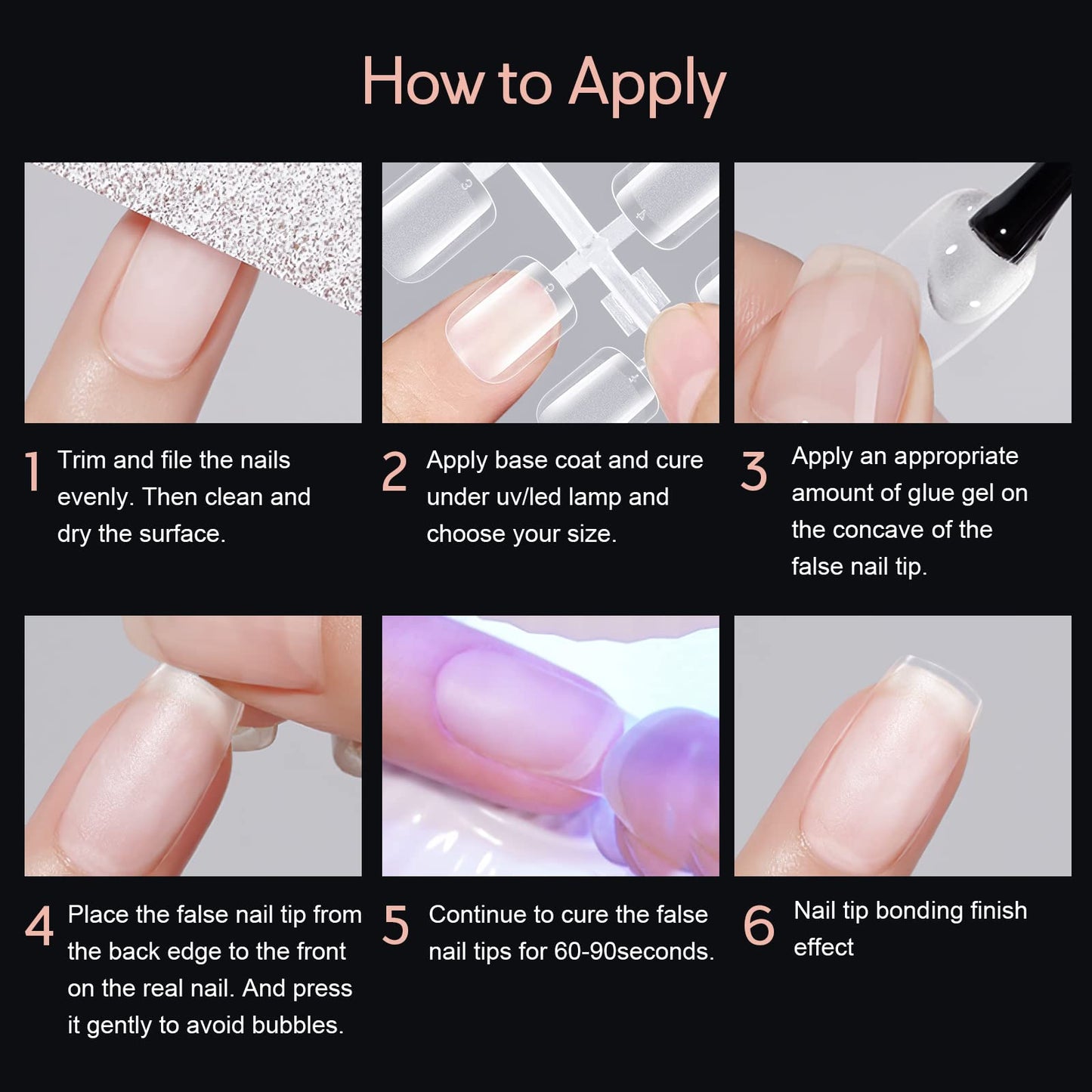 X&D Short Nail Tips Pre-buff PMMA Ultra Thin False Nails, 240pcs Soft Gel Full Cover Fake Almond Nail Tips Soak Off X Gel Nail Extensions in 12 sizes