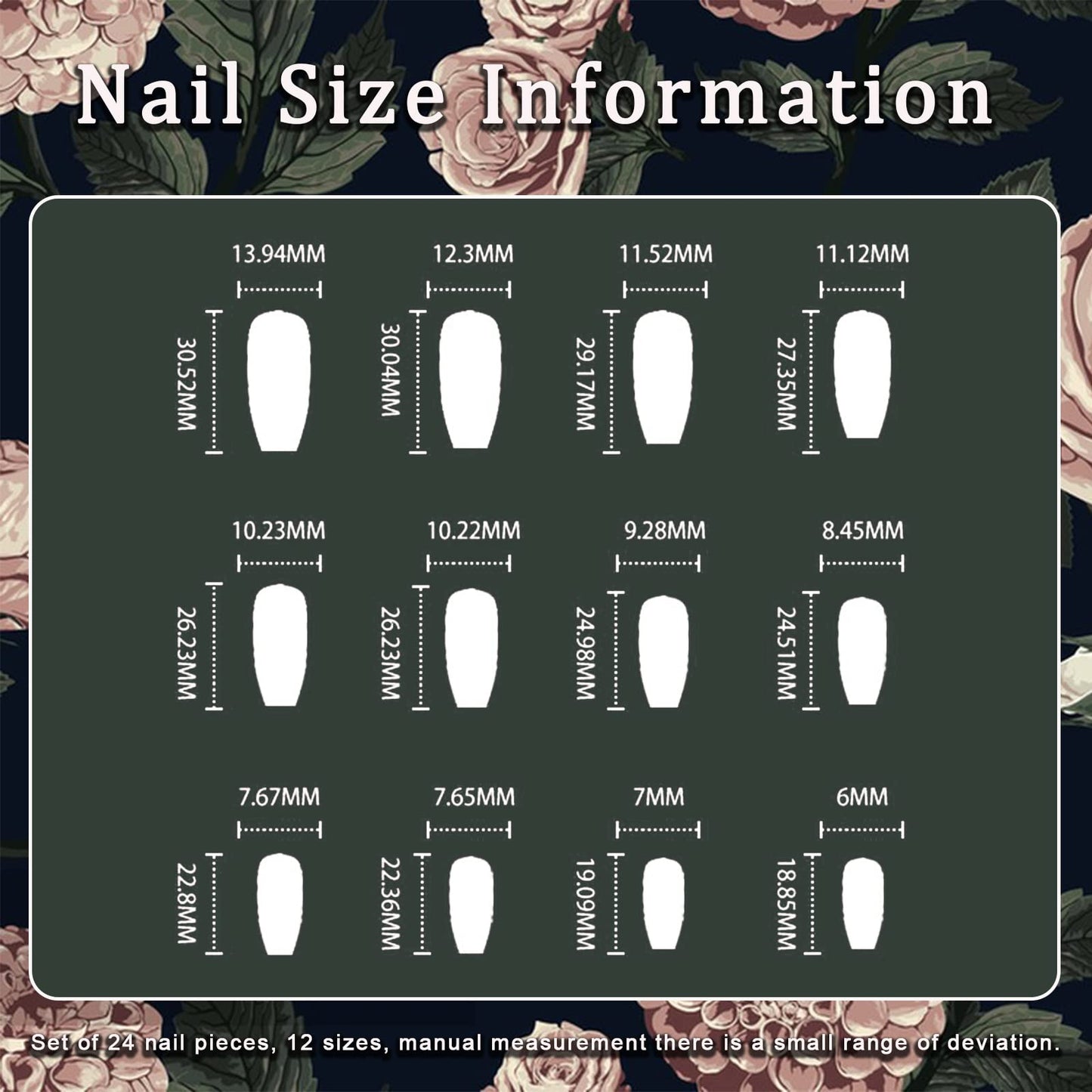 Pink Fake Nails Short Press on Nails Coffin False Nails with White Floral Designs Pink Full Cover Stick on Acrylic Nails Glitter Glossy Glue on Nails for Women