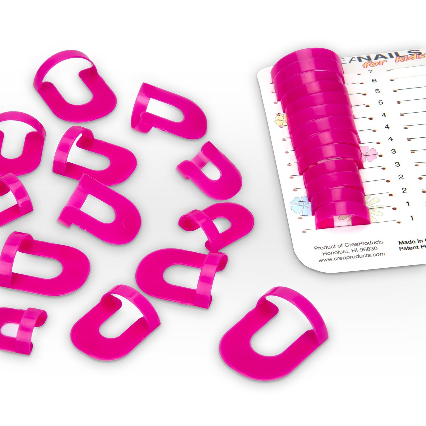 CreaNails Nail Polish Stencils for Kids - Nail Holder for Painting Nails & Fun Flower Design Stickers - Reusable, Spill-Proof Nail Guard Applicator for Gel Paint, Decals- 8 Sizes, 26 Pieces