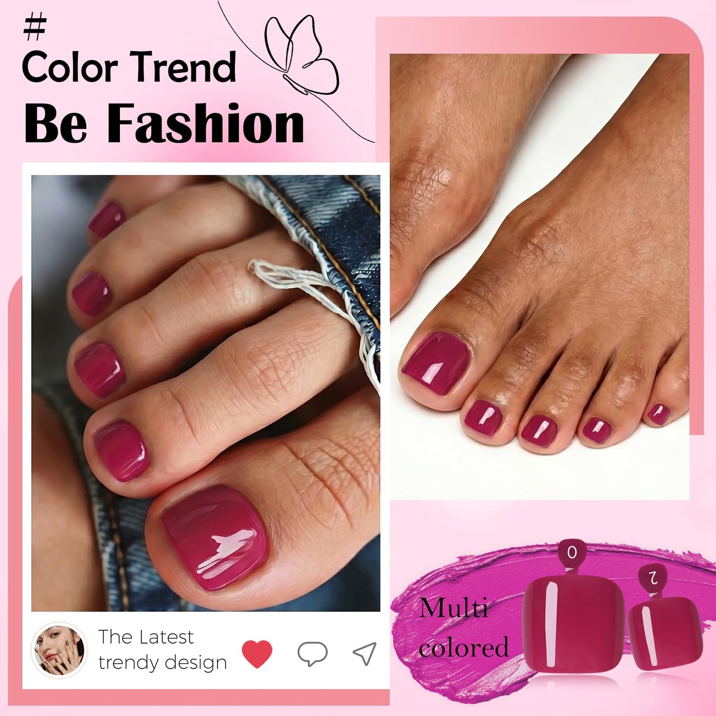 120pc Press on Toenails Women Fake Toe Nail Press ons,Wine Red Acrylic Toenail Press ons Toes Nails Fake Toenails Glue on Toe Nail Tips 12 Sizes Toe Press-on Pedicure Presson False Nails for Feet