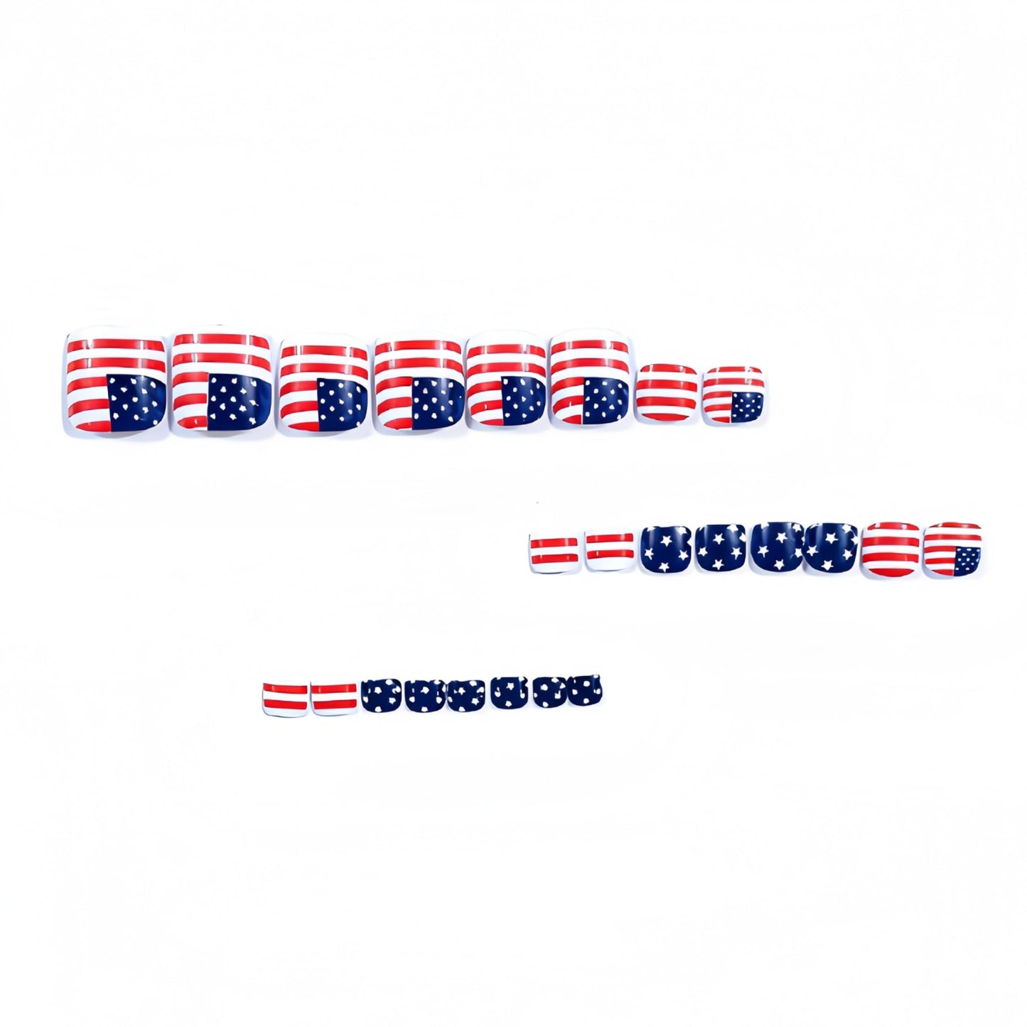 24Pcs Independence Day Press on Toenails Short Square Fake Toe Nails Fourth of July Stripes Stars False Toenails American Flag Designs Patriotic Flag Acrylic Toe Nails for Women Nail Art Decorations