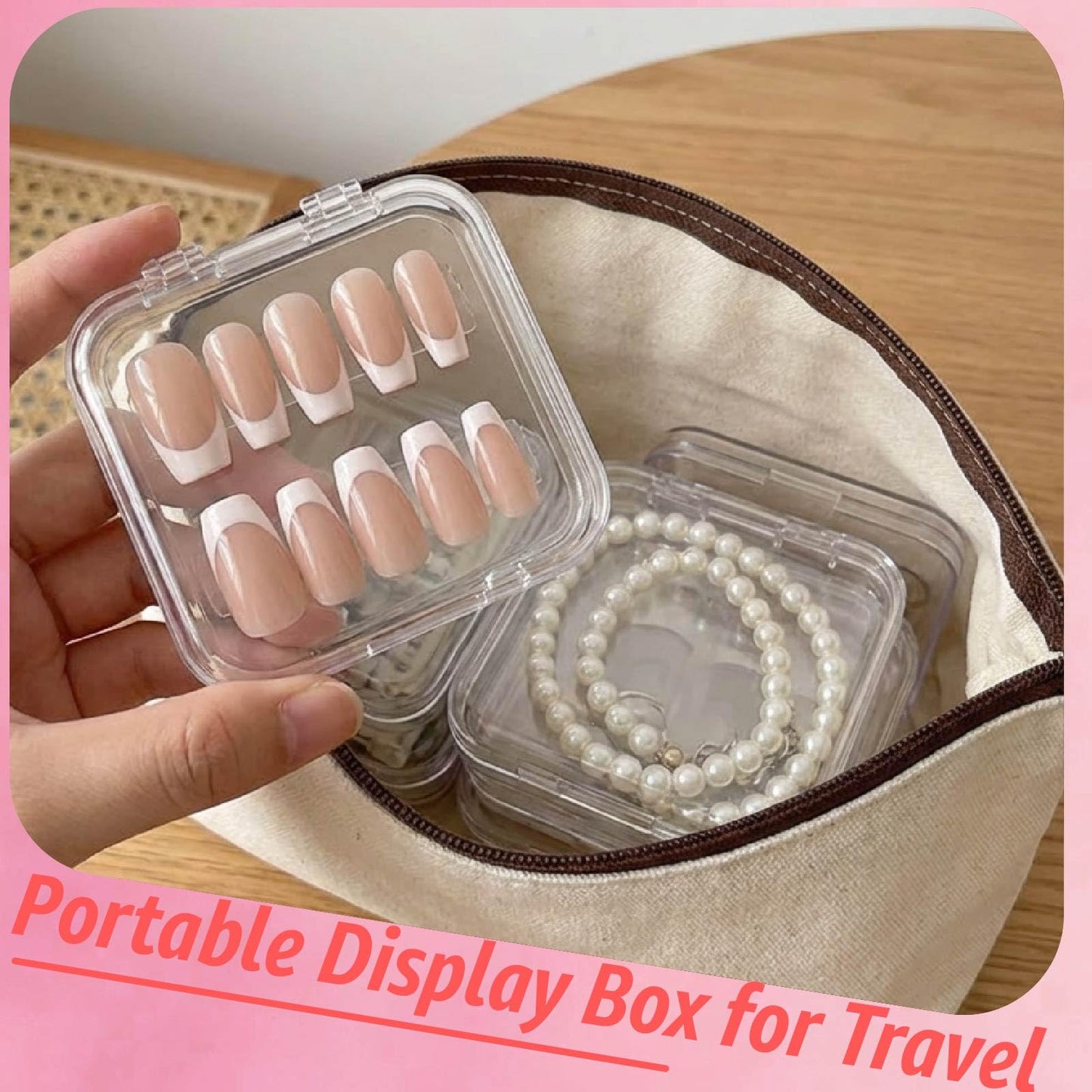 XNXA Clear Press On Nail Storage Containers 12-Pack Stackable Cases, Press Ons Nail Packaging Organizer Case, Acrylic Tips and Fake Nails Display Box for Travel and Salon Use (Clear 02)