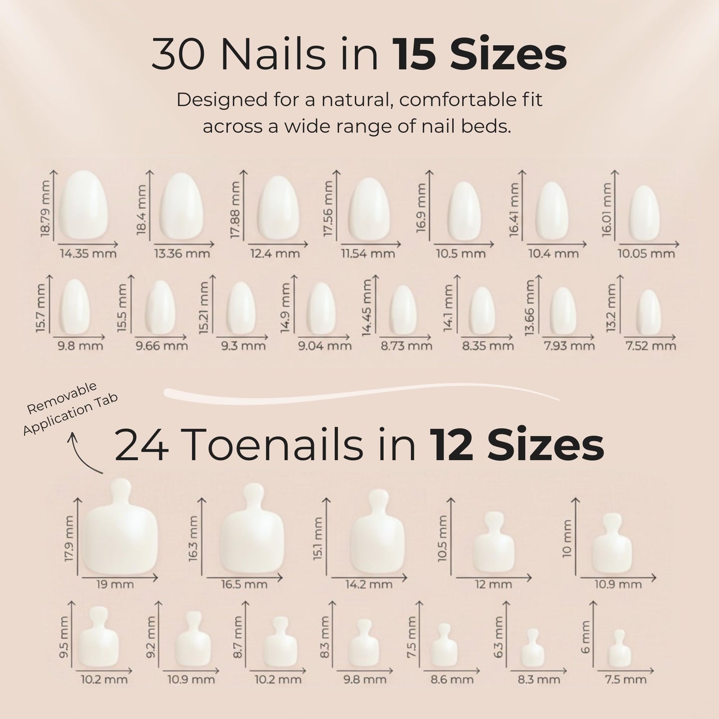 OURÉ Matching Press On Nails and Toenails Mani Pedi Set, Short Almond Soft Gel Nail Kit with Glue, 30 Press On Nails + 24 Press On Toenails, Reusable Fake Nails (Opal Veil – Soft Pearl White)