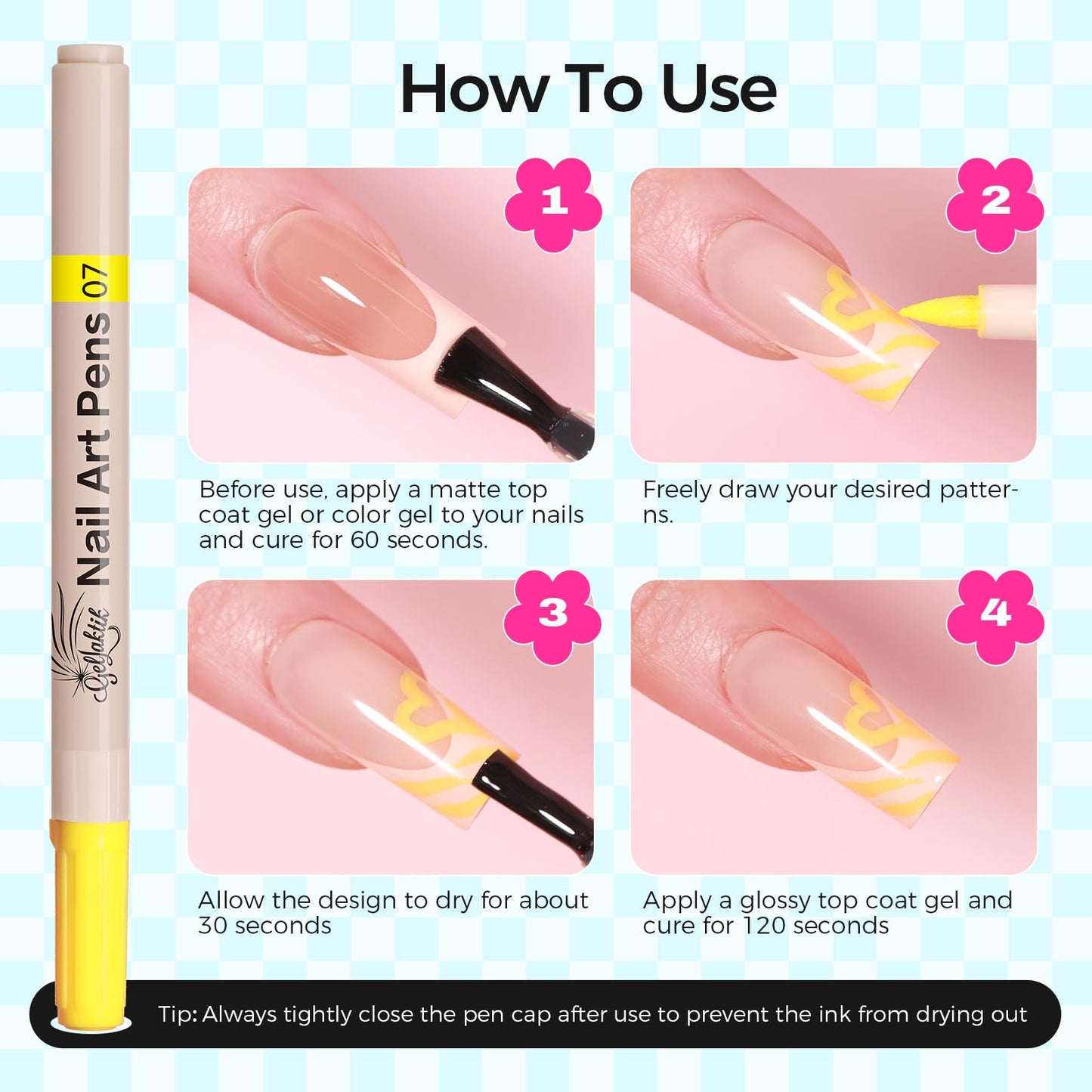 6 Colors Nail Art Pens Set, Spring Neon 3D Nail Polish Pens 0.7mm, Quick-Drying Acrylic Paint Markers, Dotting Liner Brush for DIY Nail Design, Home & Salon Manicure Tools Beginners Gifts