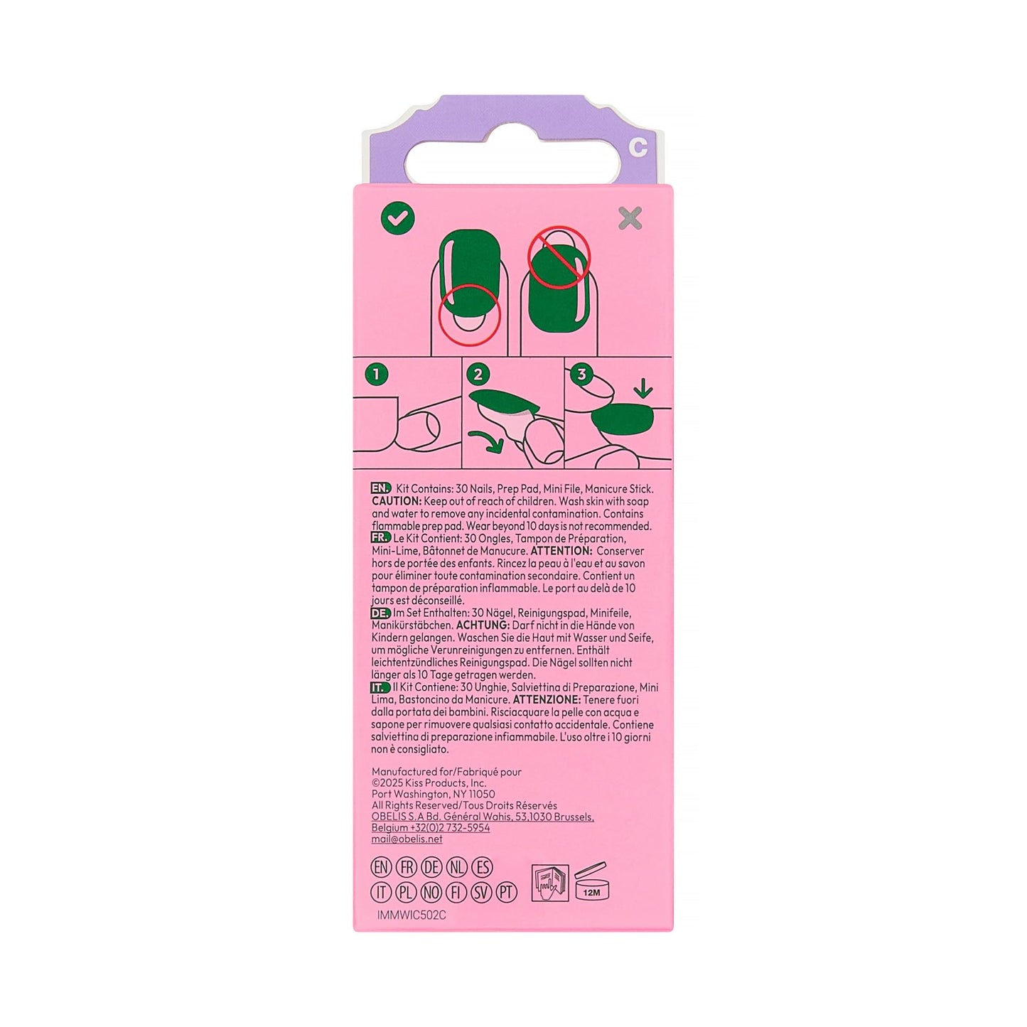 Impress X WICKED: FOR GOOD Press On Nails, ‘Unleash Your Magic’, Green, Medium Coffin, New Improved Adhesive, Up To 10 Day Hold, Includes 30 Fake Nails, 1 Prep Pad, 1 Manicure Stick, 1 Mini File