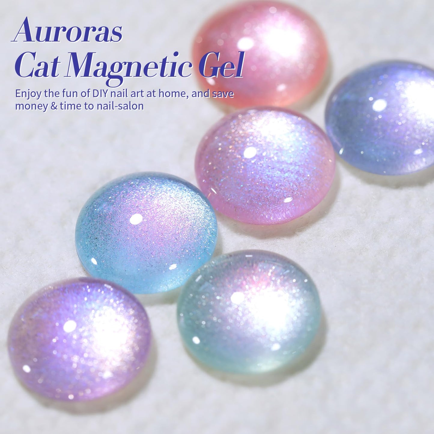 Born Pretty Auroras Cat Magnetic Eye Gel Nail Polish Set Shimmer Glitter with Magnet 9D Holographic Reflective Magnetic Nail Polish Kit Auroras Mermaid Green Blue Purple Pink Purple 6 Colors