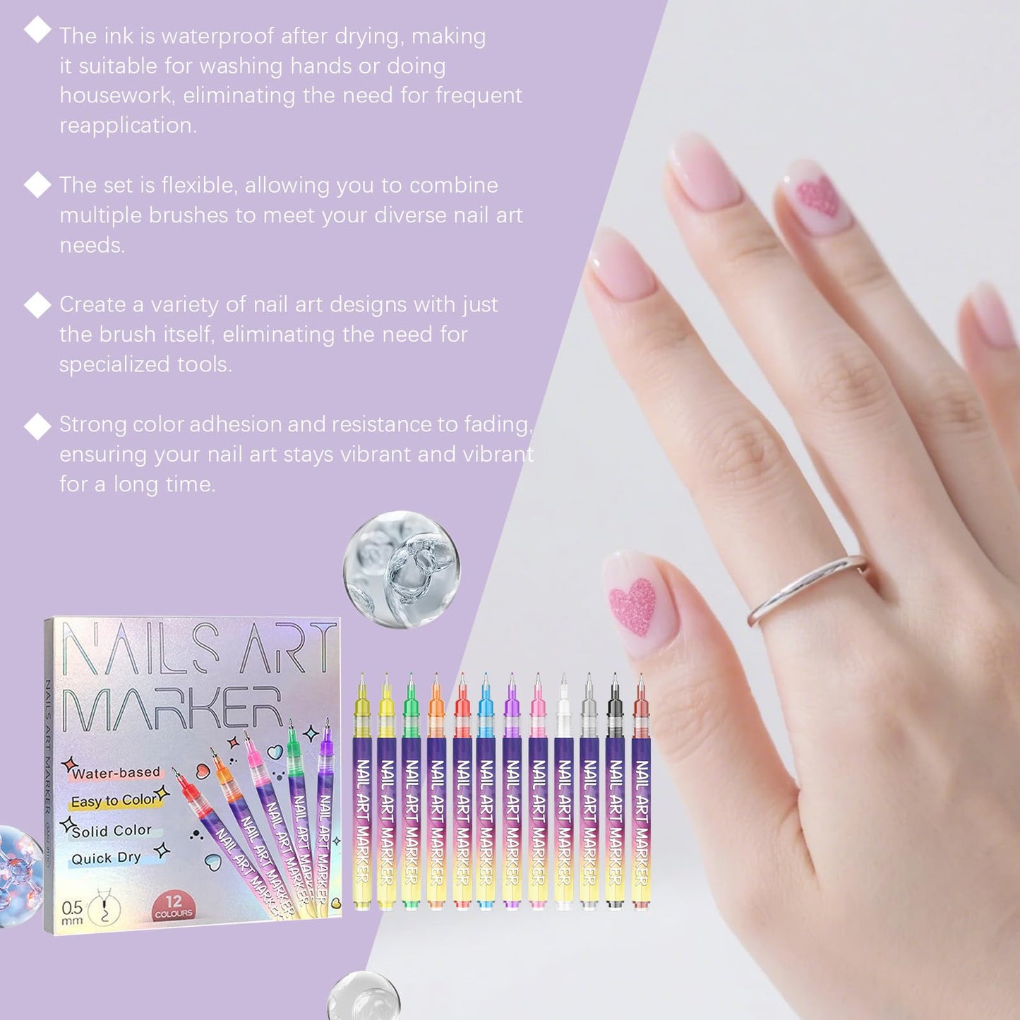12 Colors Nail Art Pens Set, Upgrade DIY Nail Art Markers Drawing Painting Liner Pen, 3D Nail Art Tools, Graffiti Dotting Drawing Painting Point Liner