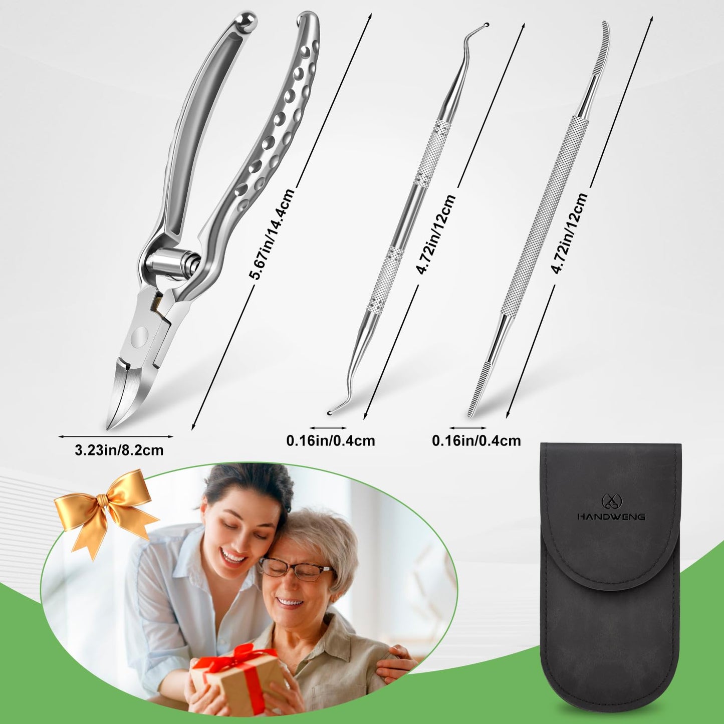 Podiatrist Ingrown Toenail Clippers for Thick Nails, Heavy Duty Toenail Clippers for Seniors with Long Handle, Professional Angled Slanted Nail Clippers for Men, Women, Adult, 3PCS