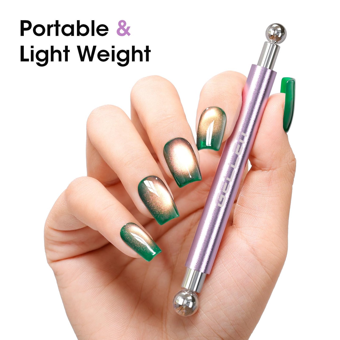 Gellen Double-Ended Cat Eye Magnet Stick for Nail ā Dual Cat Eye Gel Nail Polish Sturdy Magnet Tool with Round Beads, Multifunctional Cat-Eye Nail Art Effect at Home or Salon DIY